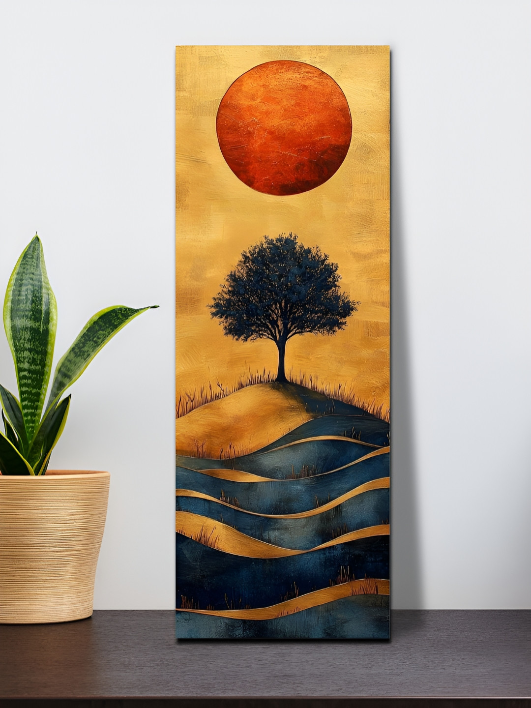 

OLIVE TREE Yellow & Teal Canvas Abstract Wall Paintings