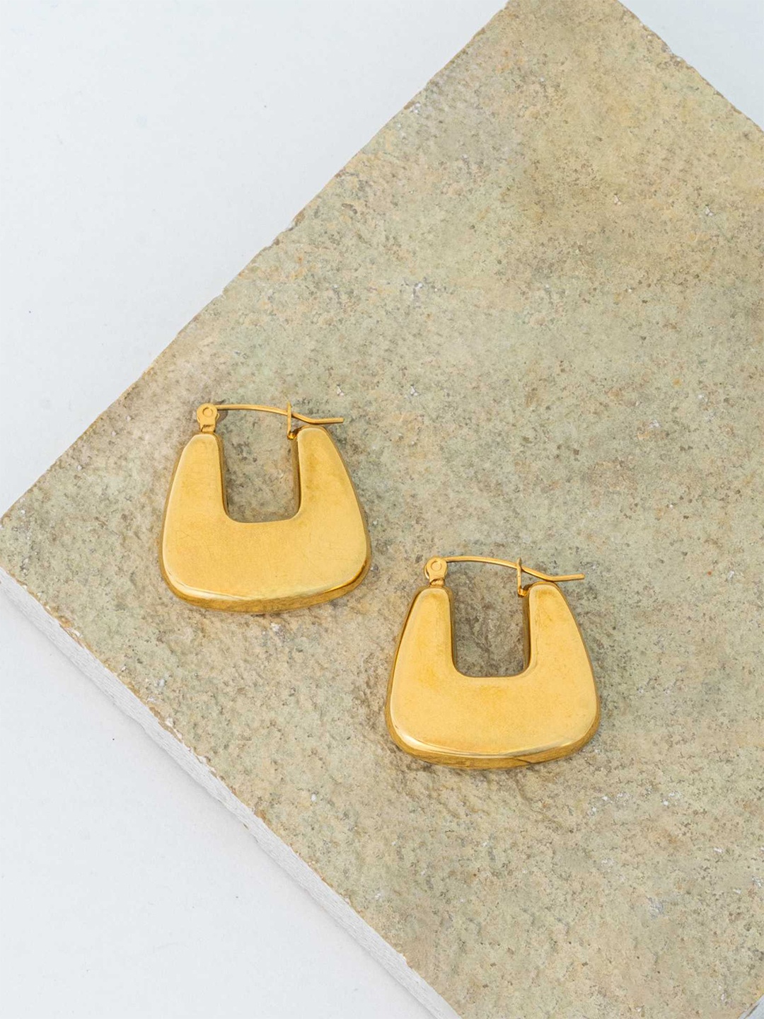 

ZAISHA 18k Gold-Plated Contemporary Shaped Hoop Earrings