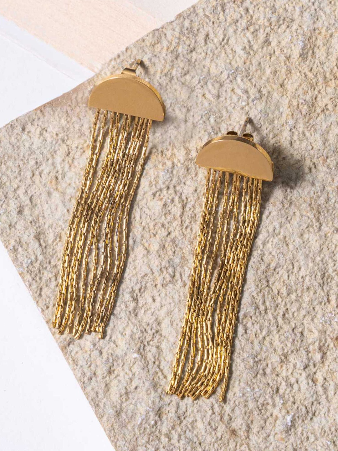 

ZAISHA 18k Gold-Plated Contemporary Shaped Drop Earrings
