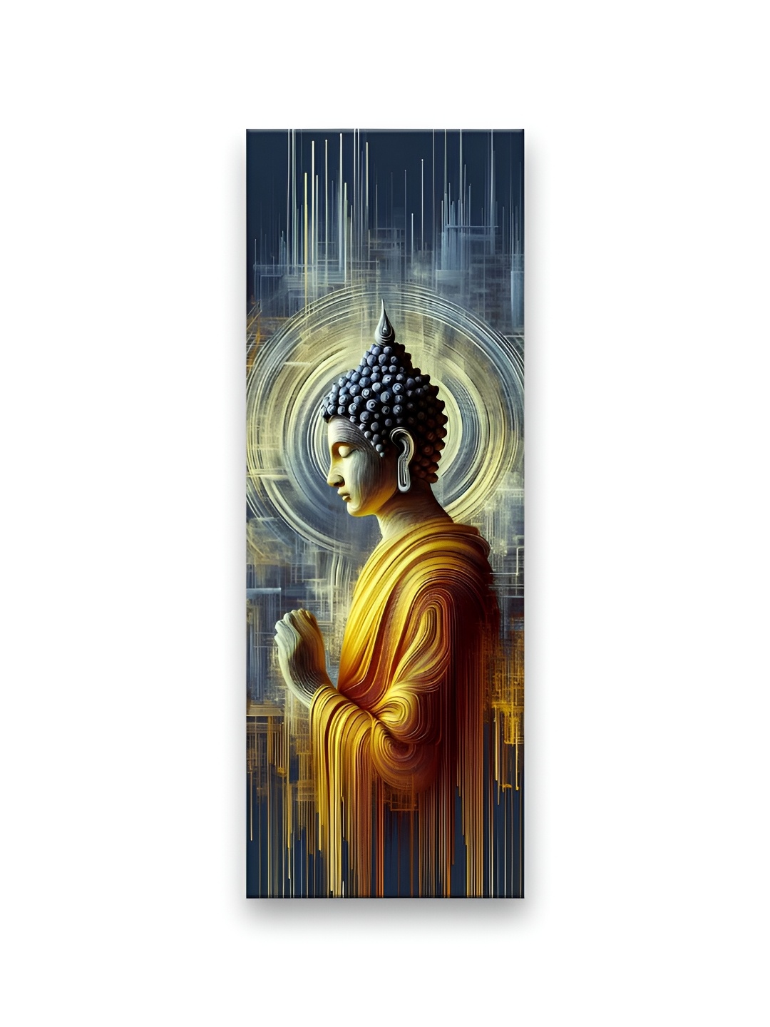 

OLIVE TREE Gold-Toned & Grey Canvas Buddha Religious Wall Paintings