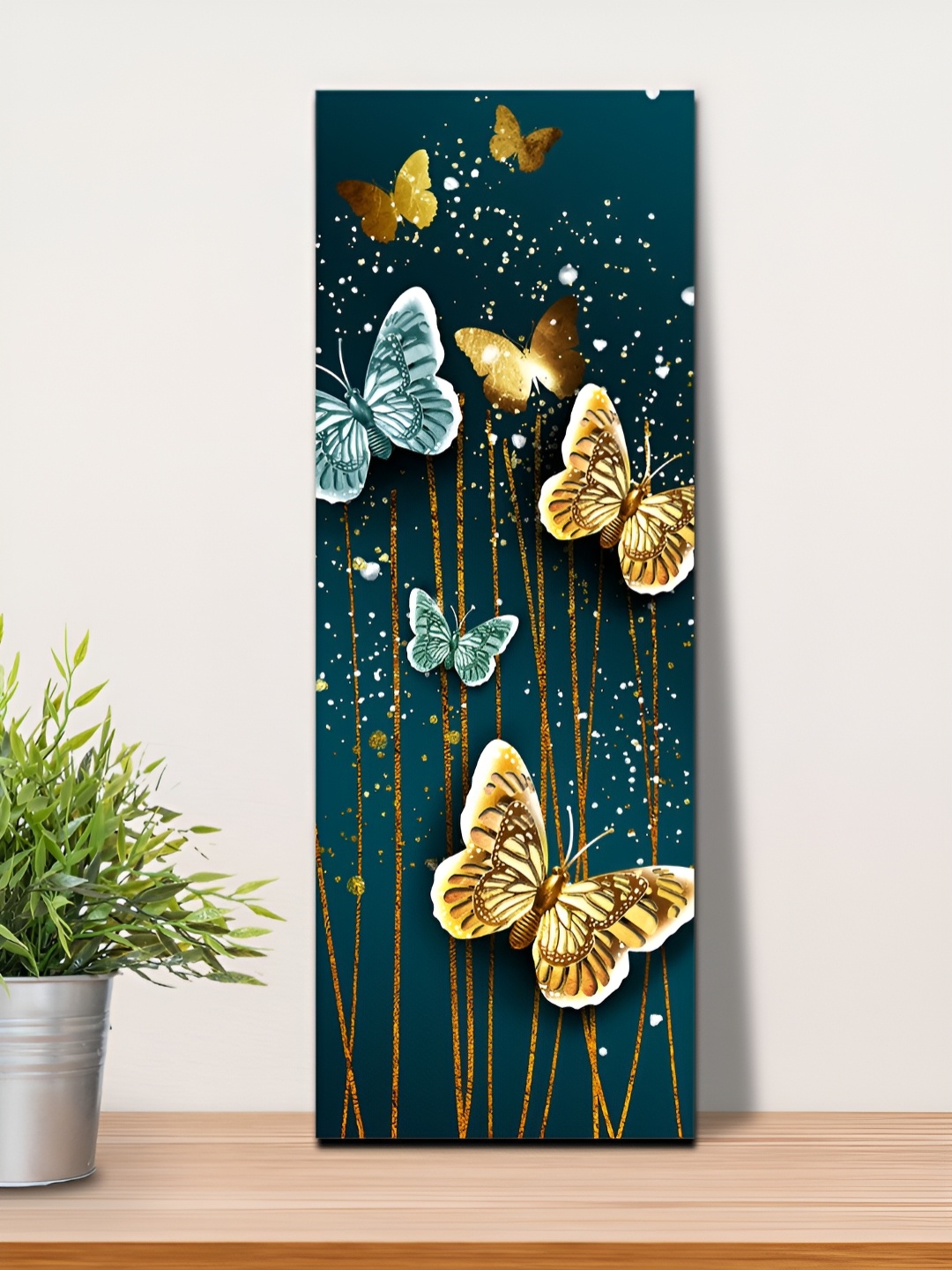 

OLIVE TREE Blue & Gold-Toned Birds and Animals Printed Wooden Wall Arts