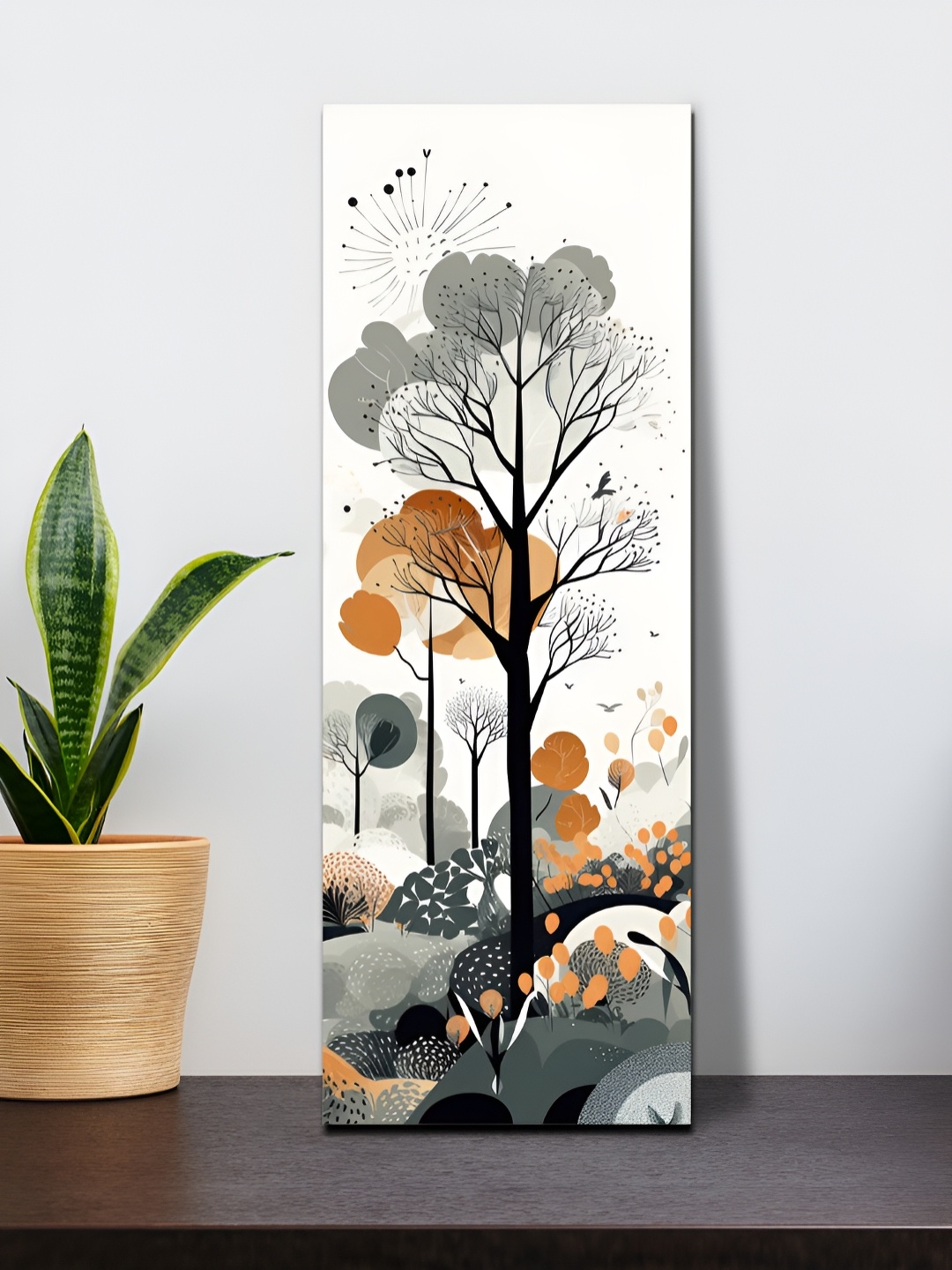 

OLIVE TREE White & Grey Abstract Printed Wood Wall Arts