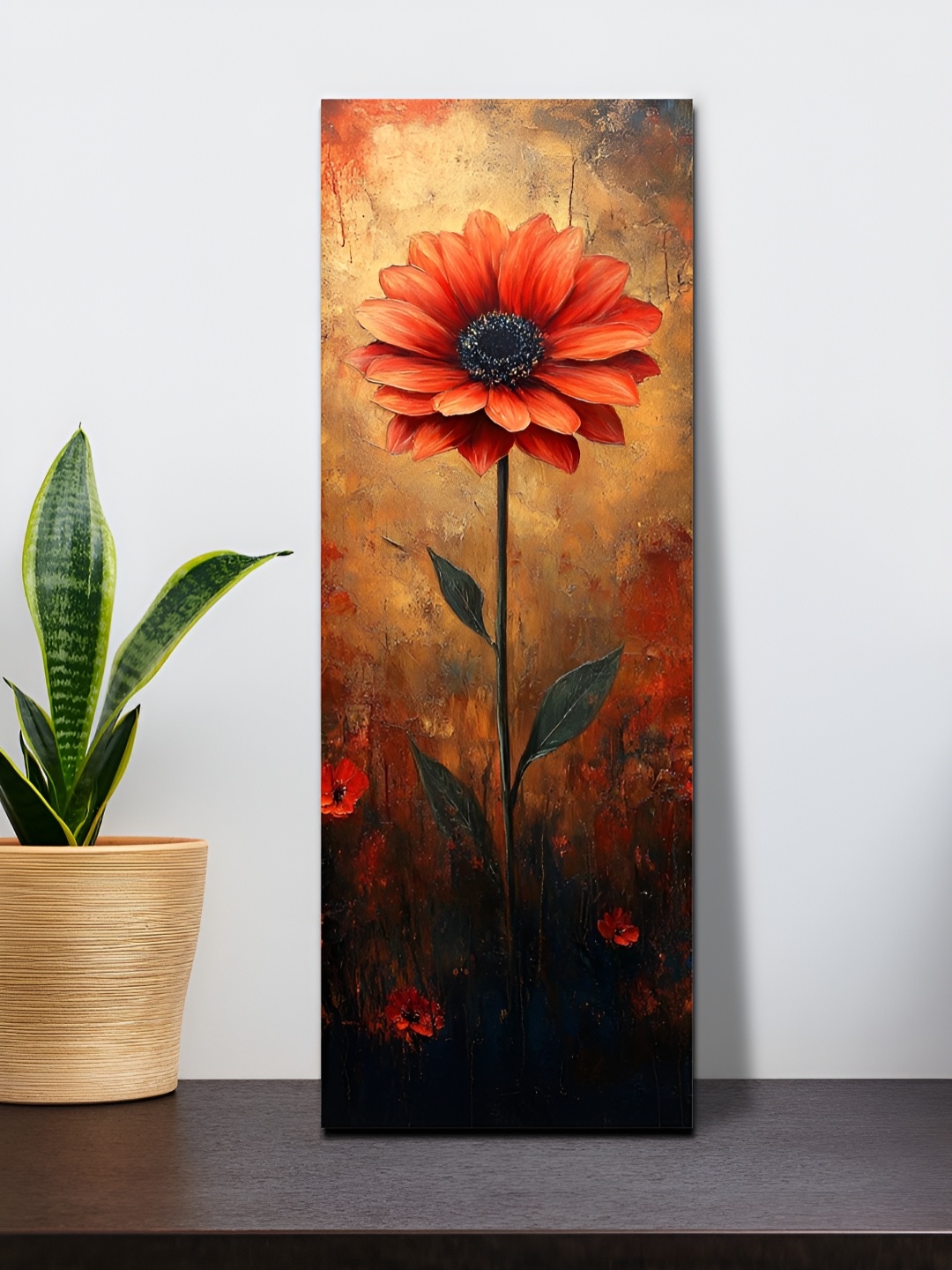 

OLIVE TREE Beige & Red Floral And Botanical Printed Canvas Wall Art