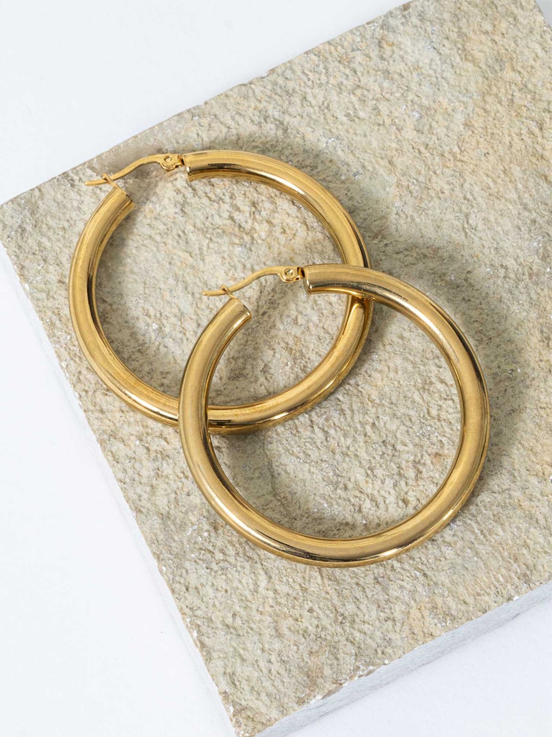 

ZAISHA 18K Gold Plated Stainless Steel Circular Shaped Hoop Earrings