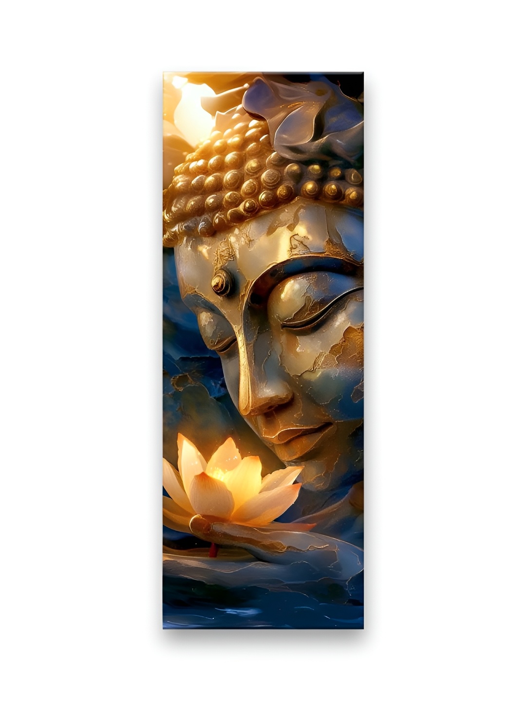 

OLIVE TREE Gold-Toned & Blue Canvas Buddha Religious Wall Paintings