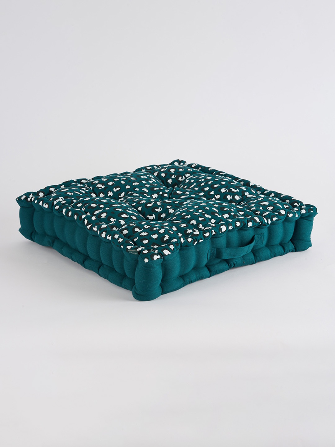 

SKANDA FAB Botanical Green & White Abstract Printed Pure Cotton Floor Cushion