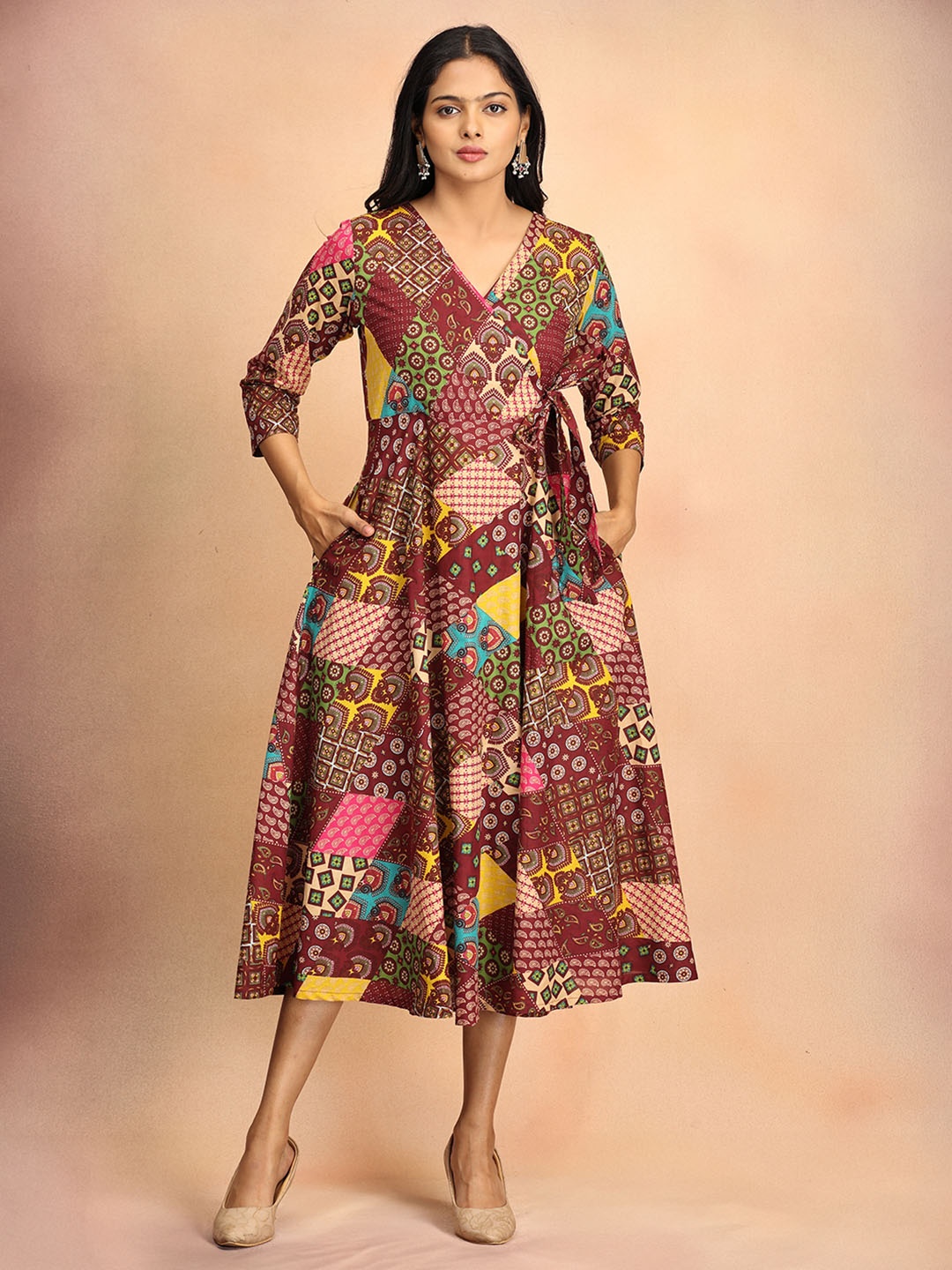 

The Woman Store Printed Midi Dress, Brown