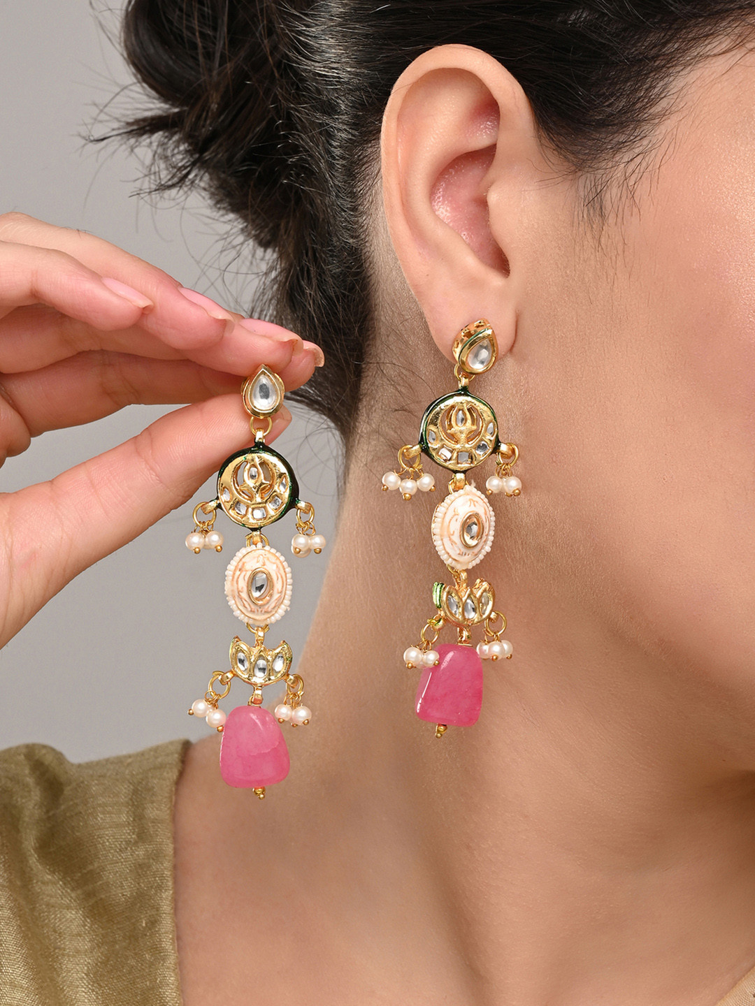 

Anvik Contemporary Drop Earrings, Pink