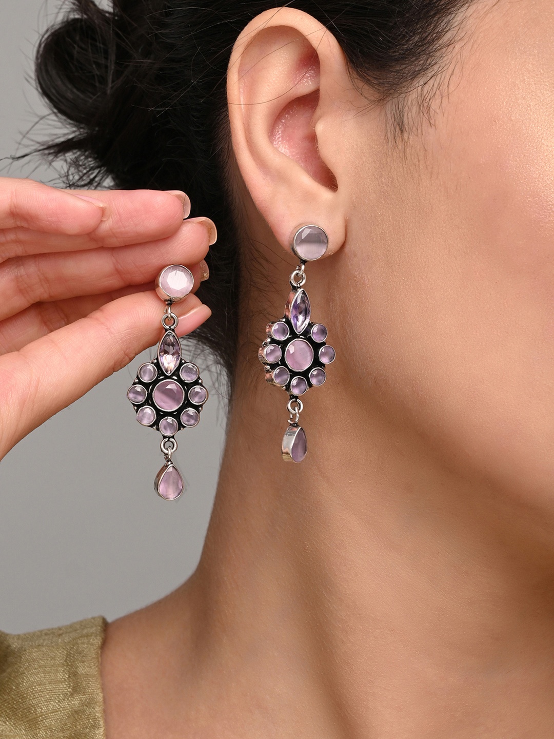 

Anvik Contemporary Drop Earrings, Pink