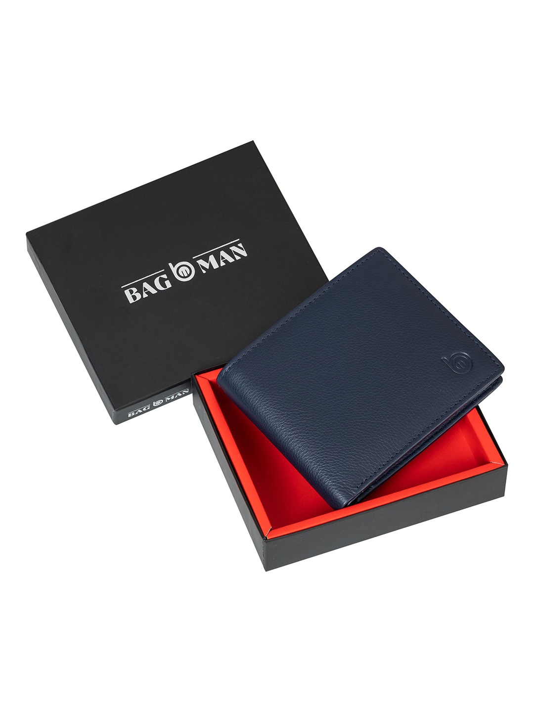 

BAGMAN Men Leather Two Fold Wallet, Blue