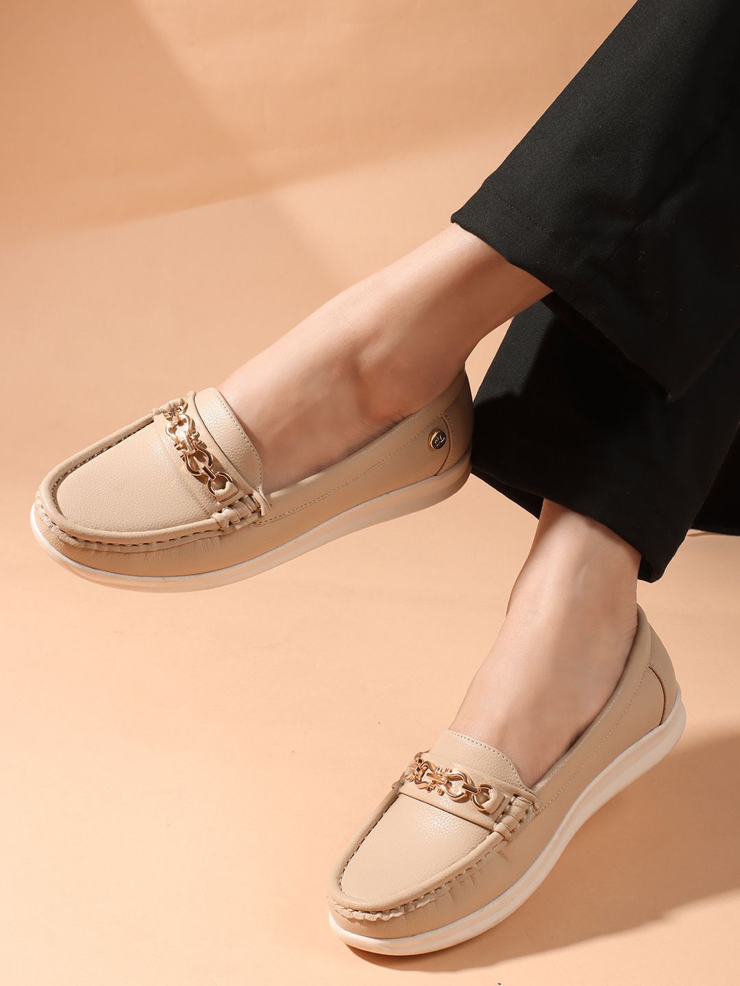 

Carlton London Women Round Toe Loafers, Beige