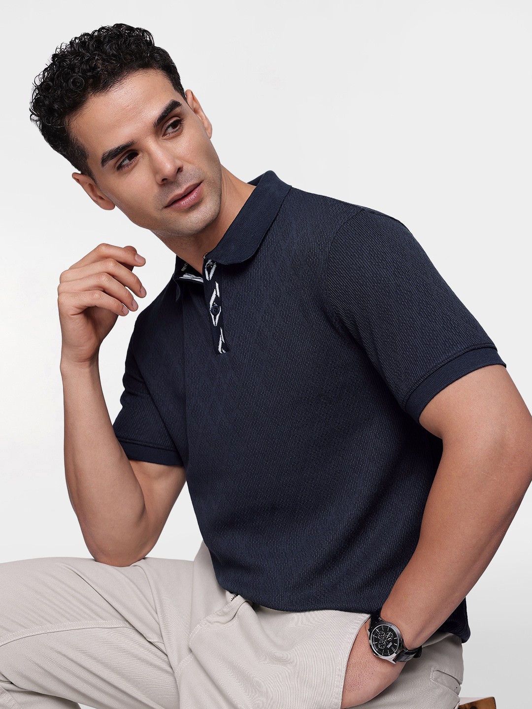 

French Connection Men Polo Collar T-shirt, Navy blue