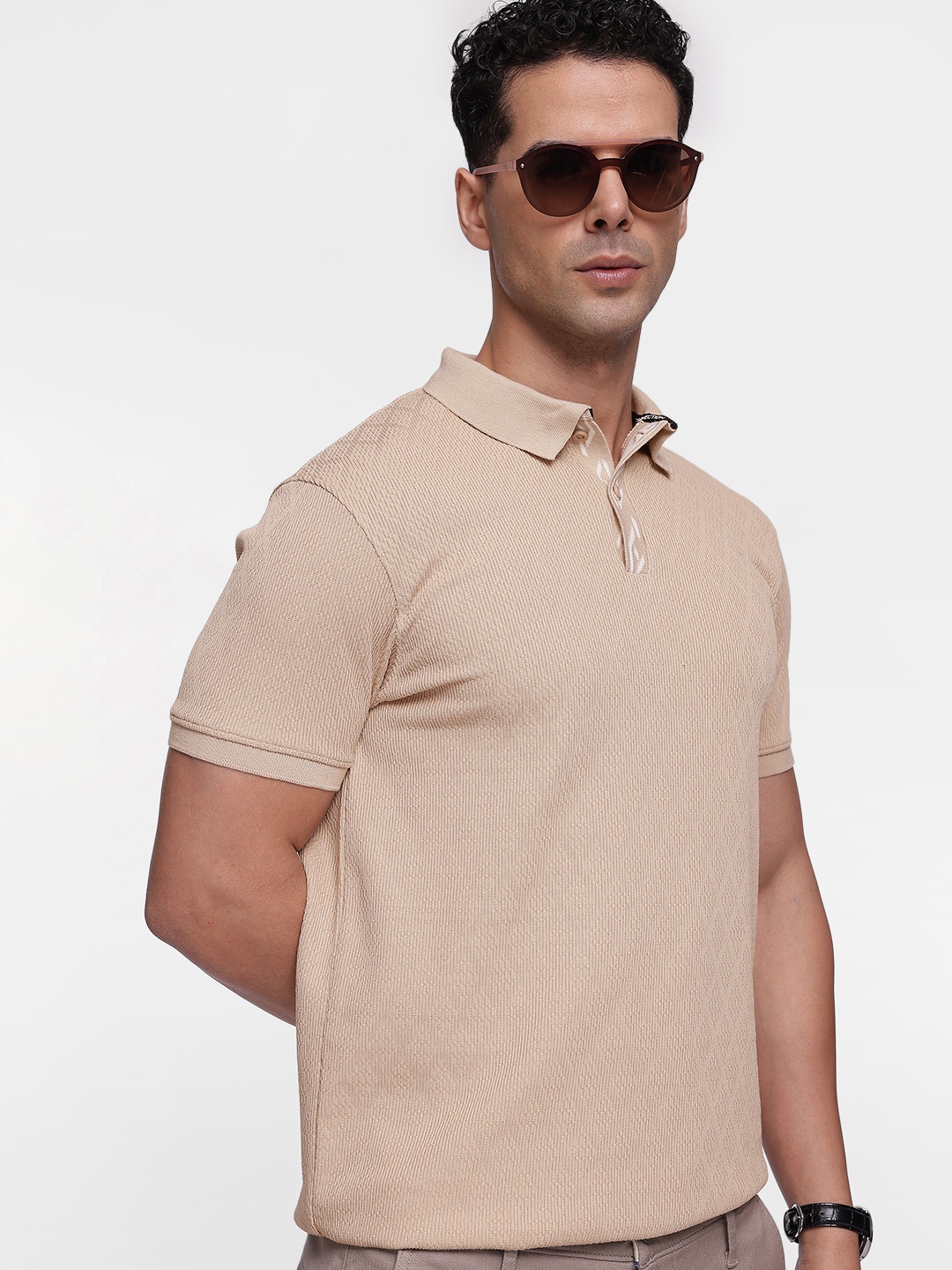 

French Connection Men Polo Collar T-shirt, Beige