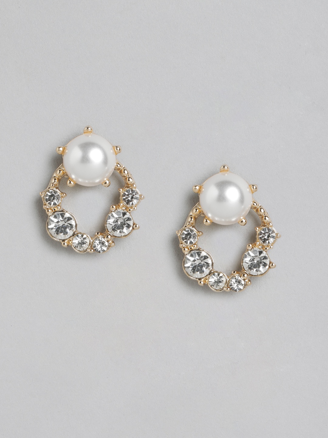 

Forever New Gold-Plated Beads & Stones Circular Stud Earrings