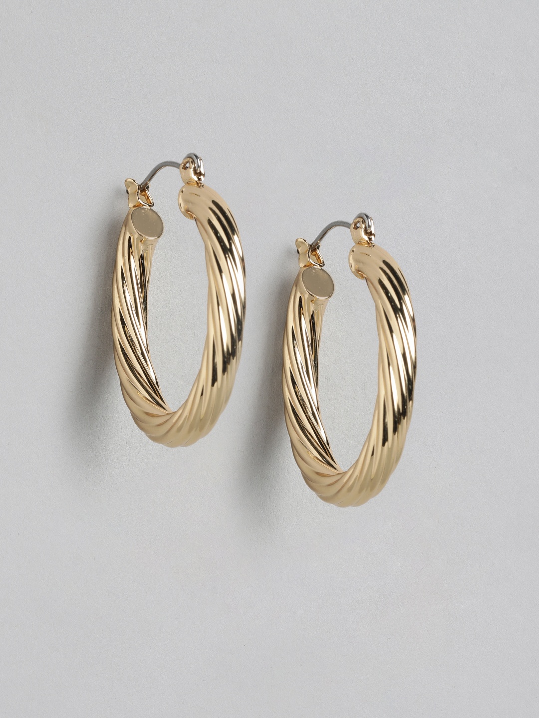 

Forever New Gold Plated Textured Circular Hoop Earrings