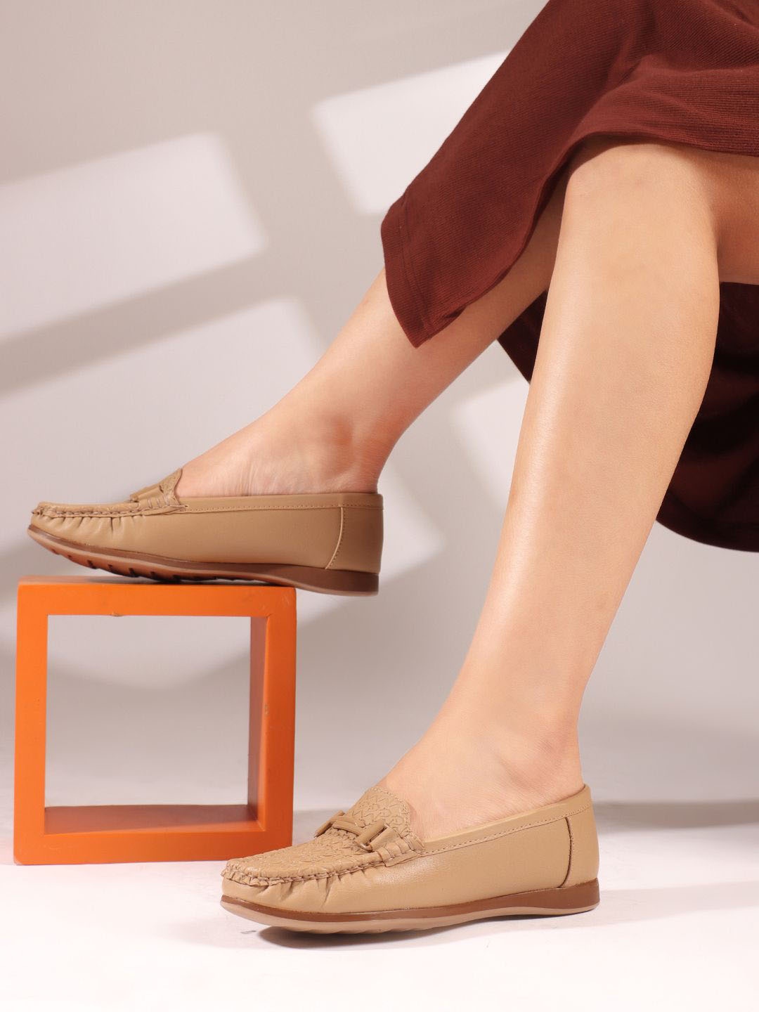 

Carlton London Women Textured Loafers, Beige