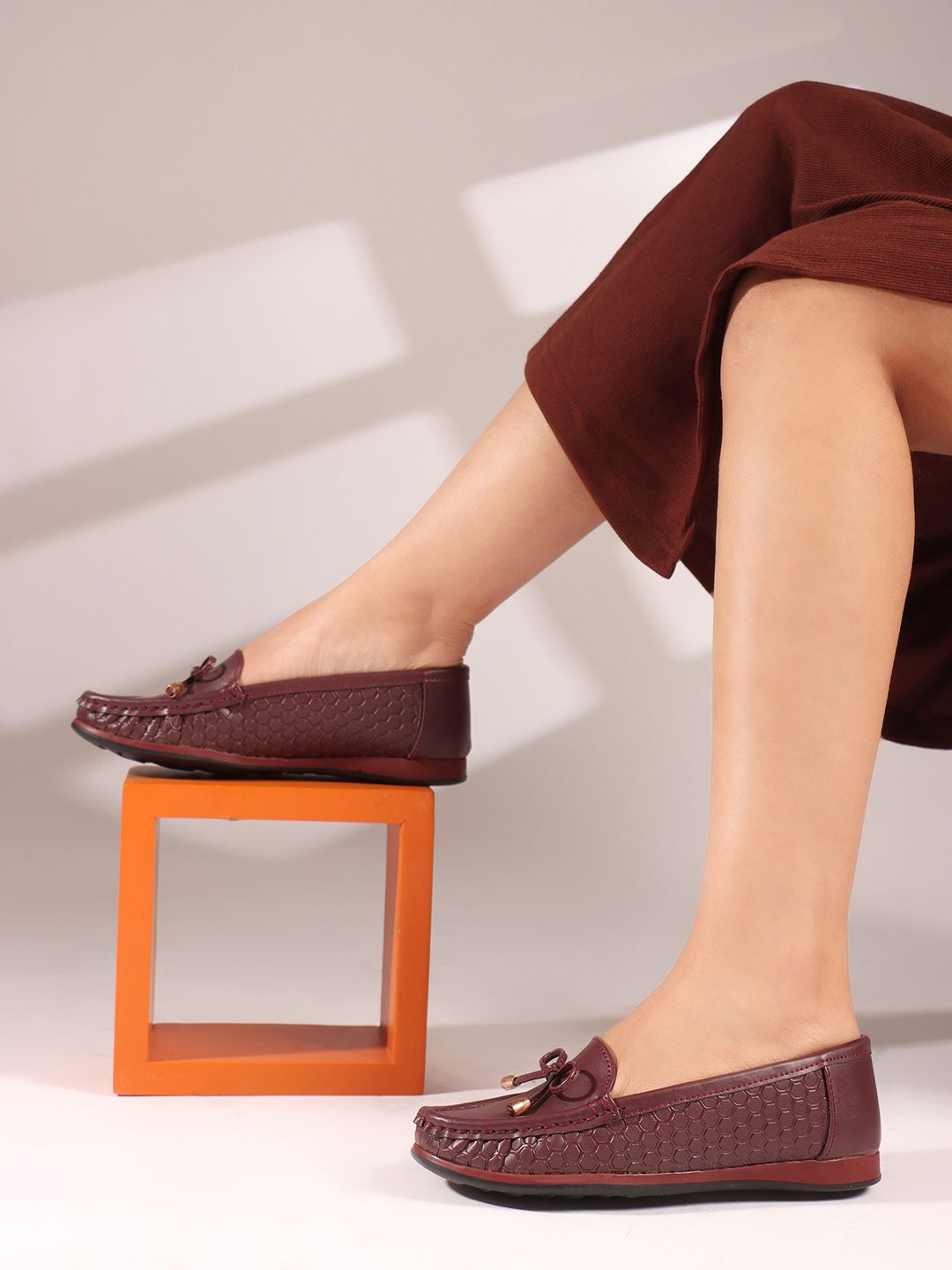 

Carlton London Women Slip-On Textured Tassel Loafers, Maroon