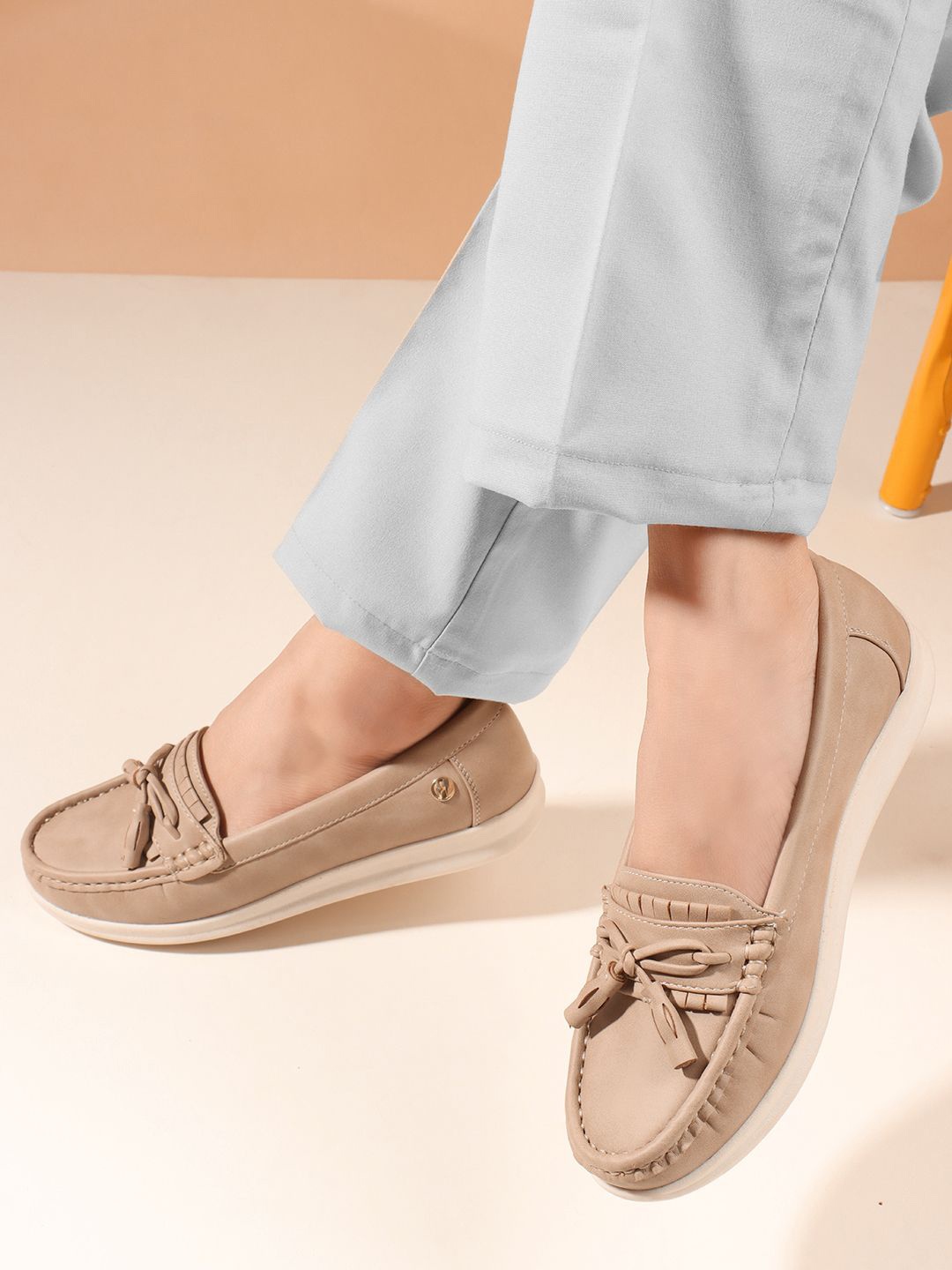 

ELLE Women Slip-On Tassel Loafers, Beige