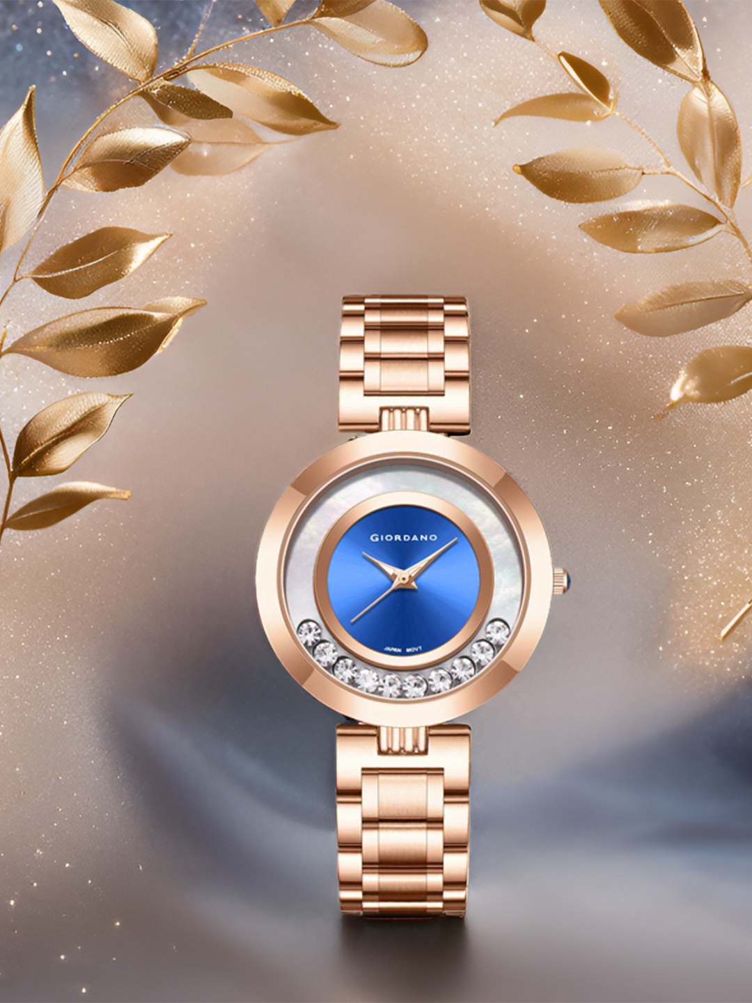 

GIORDANO Women Dial & Stainless Steel Bracelet Style Straps Analogue Watch GZ-60083-44, Blue
