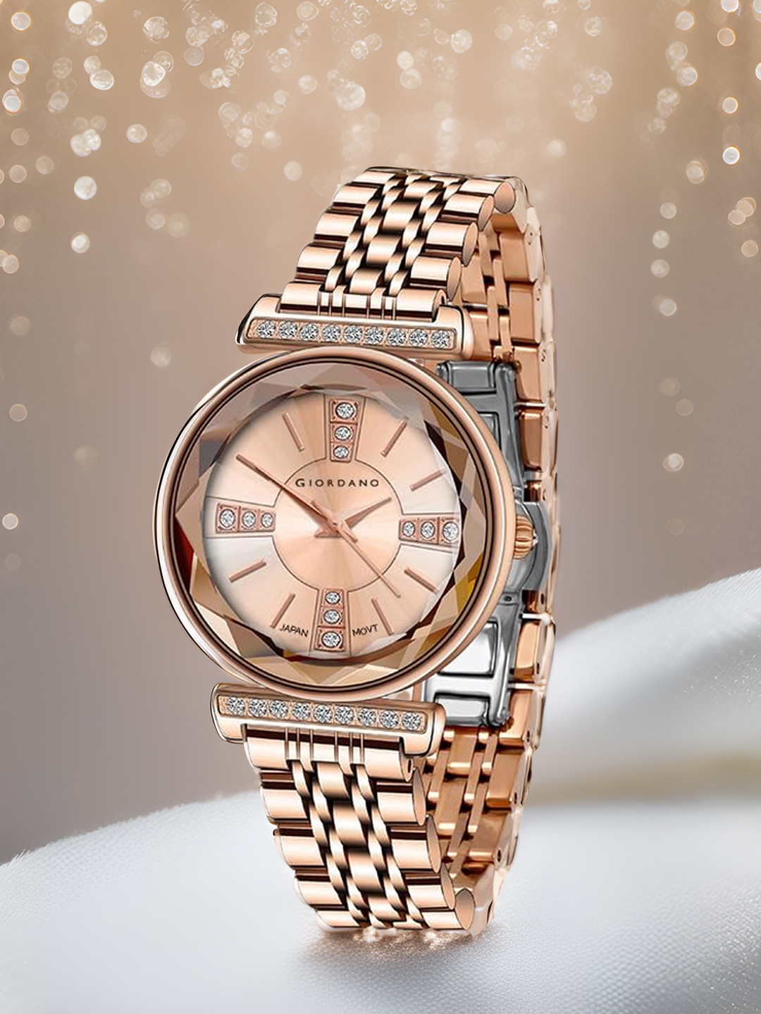 

GIORDANO Women Embellished Dial & Stainless Steel Straps Analogue Watch GZ-60084-33, Rose gold