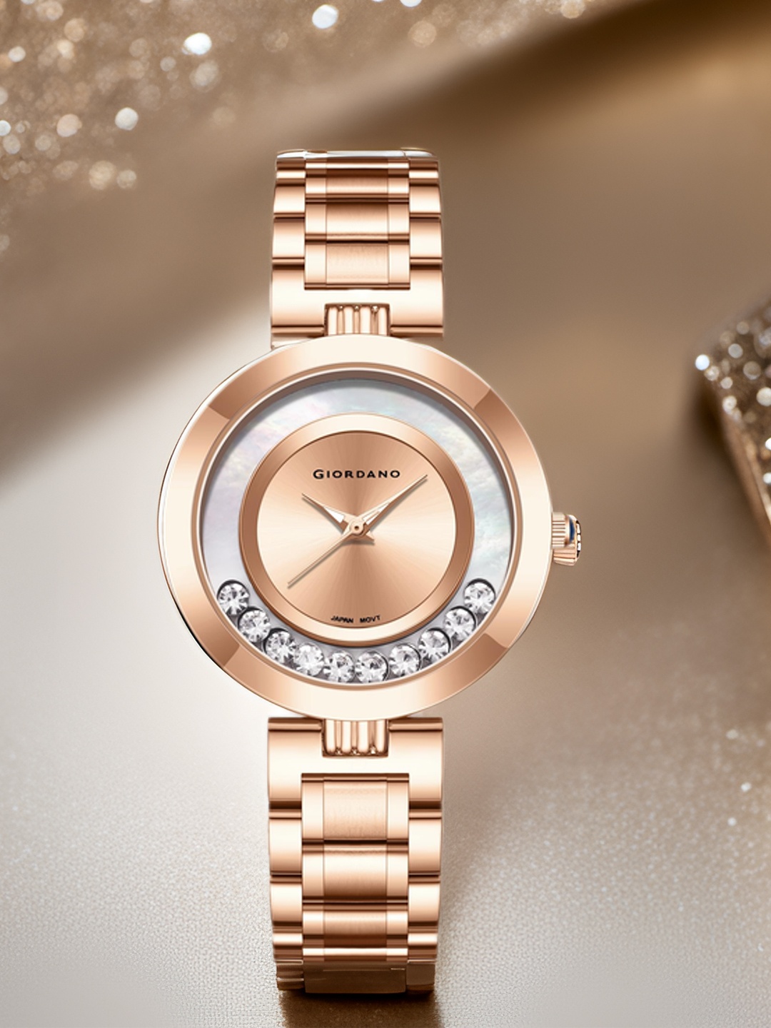 

GIORDANO Women Dial & Stainless Steel Bracelet Style Straps Analogue Watch GZ-60083-22, Rose gold