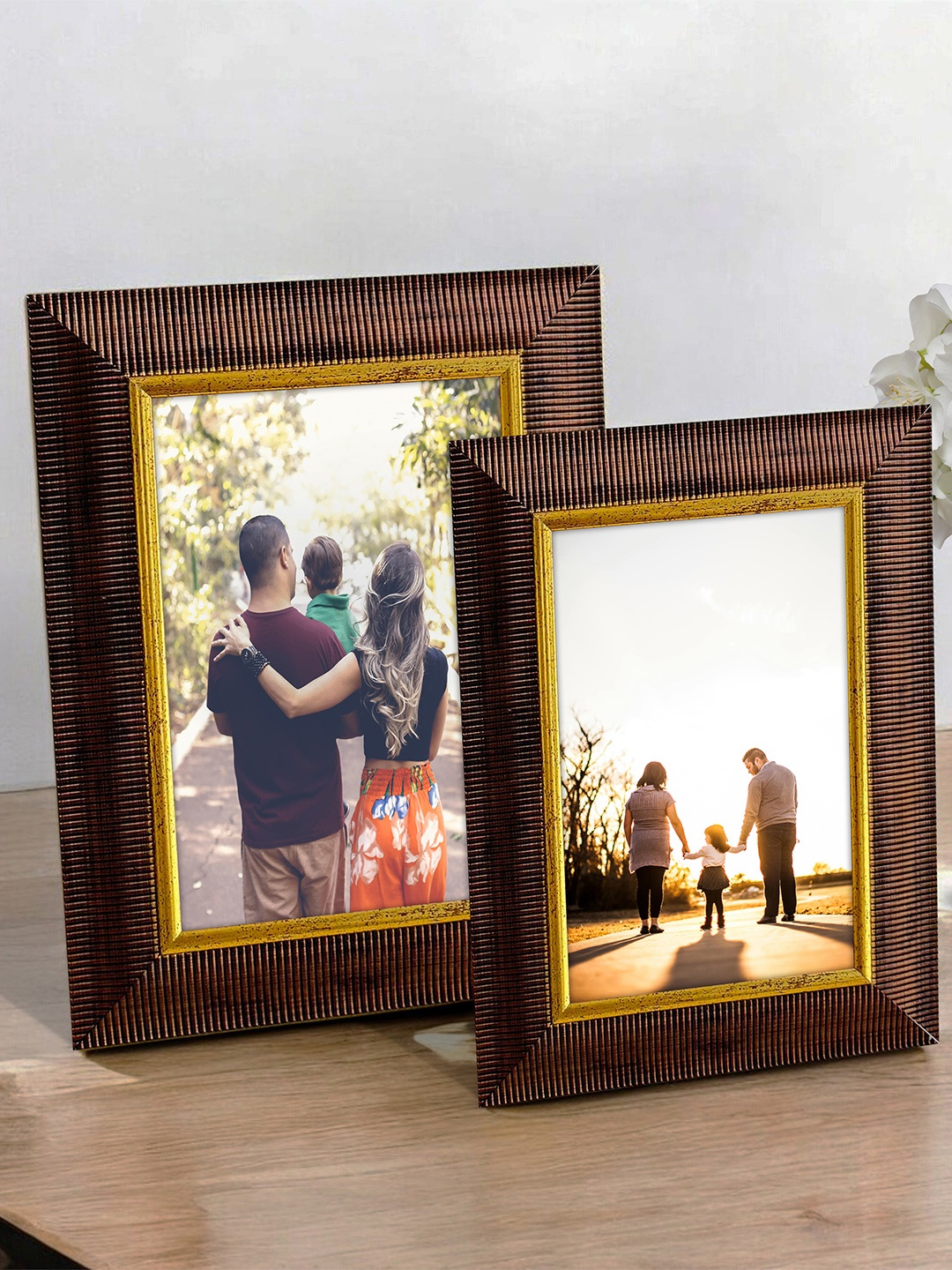 

Art Street Brown & Gold Toned 2 Pieces Table Photo Frames