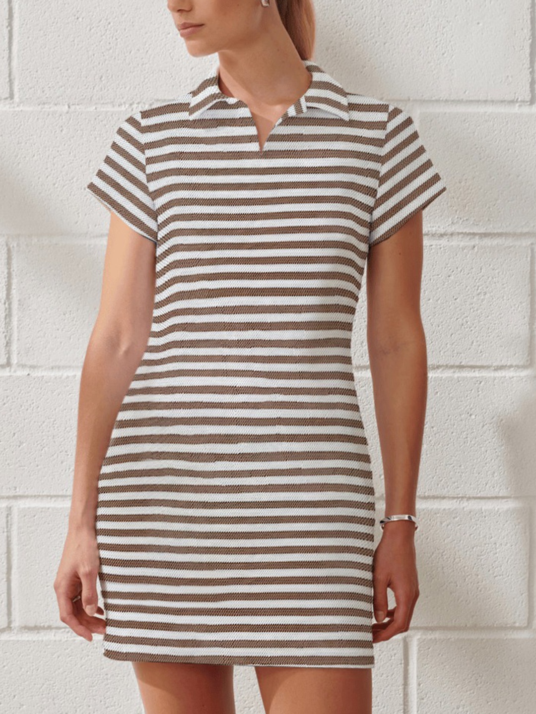 

The Dry State Striped Cotton Bodycon Dress, Brown