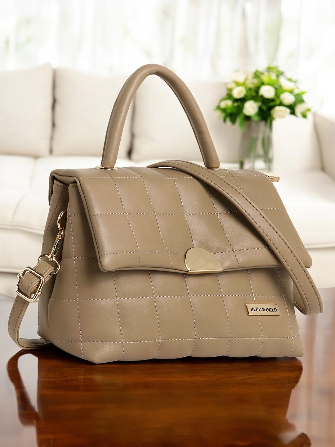 

BLUE WORLD Women Solid Crossbody Sling Bag, Cream