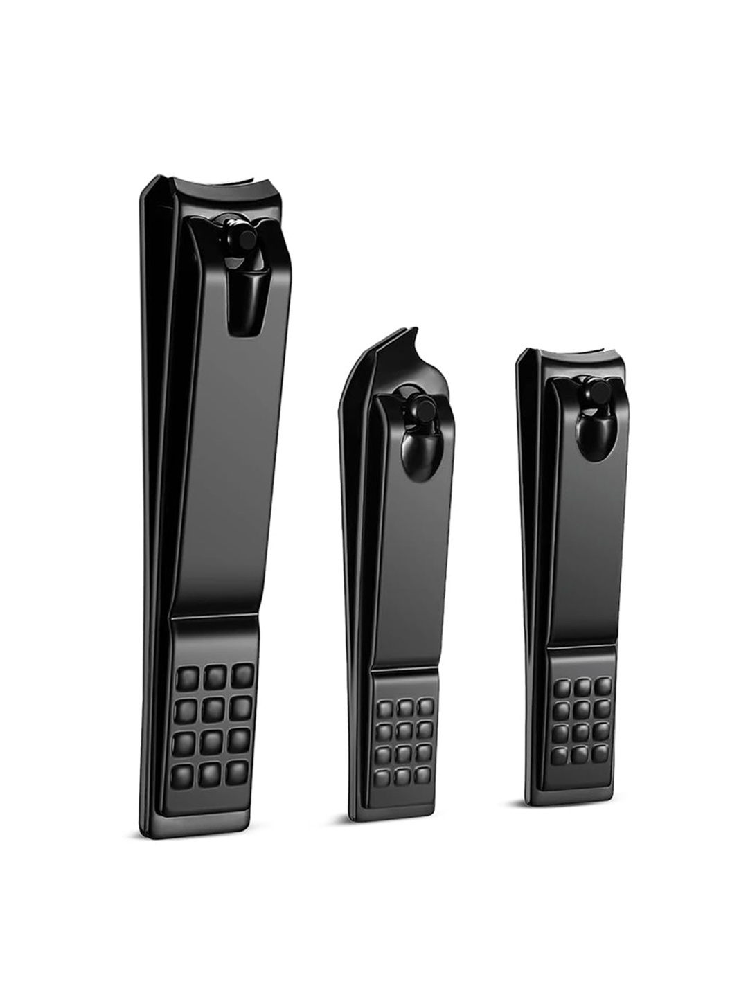

Gleva Set Of 3 Stainless Steel Nail Clippers, Black