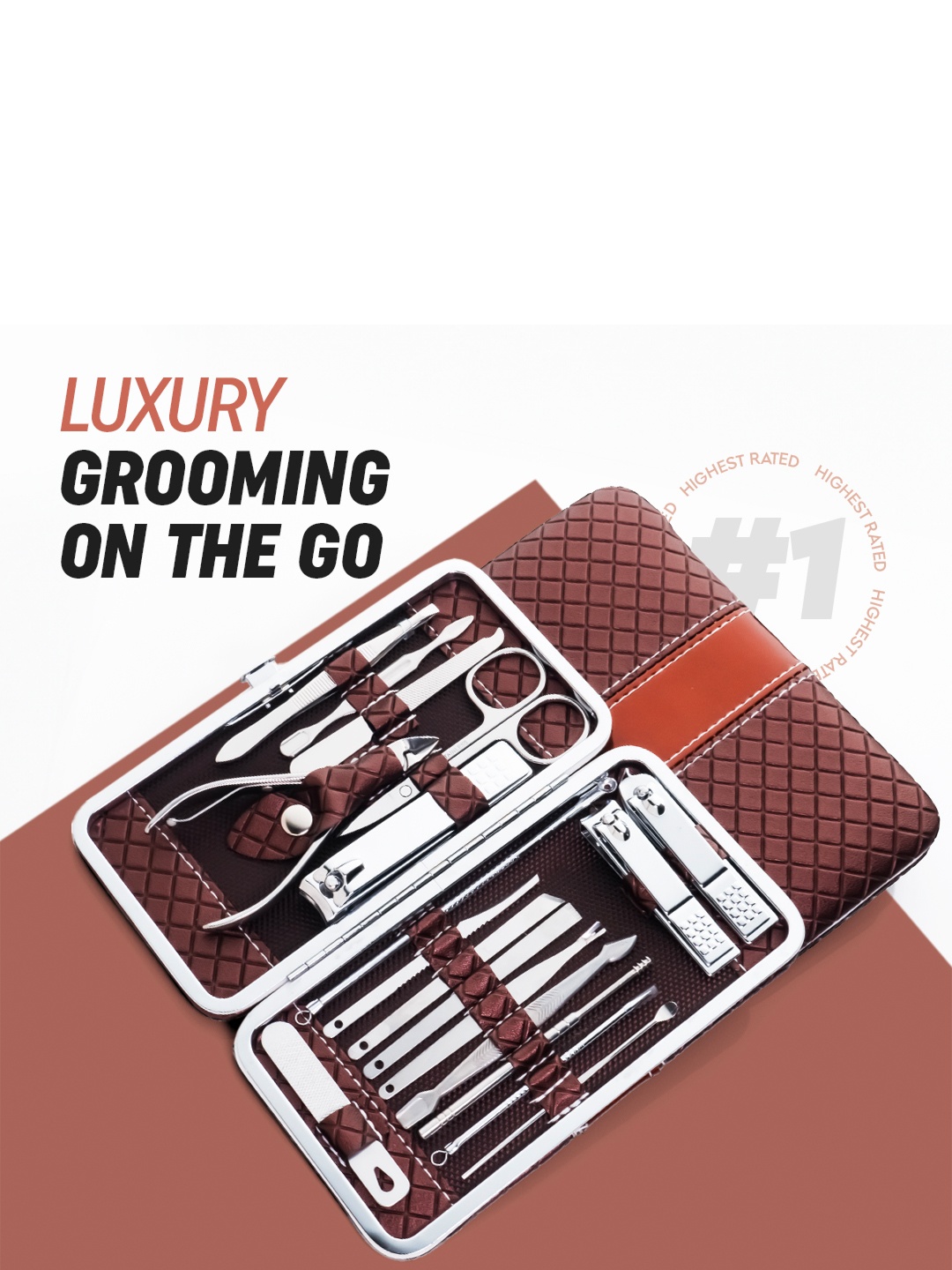 

Gleva 18-Pcs Manicure Kit, Brown