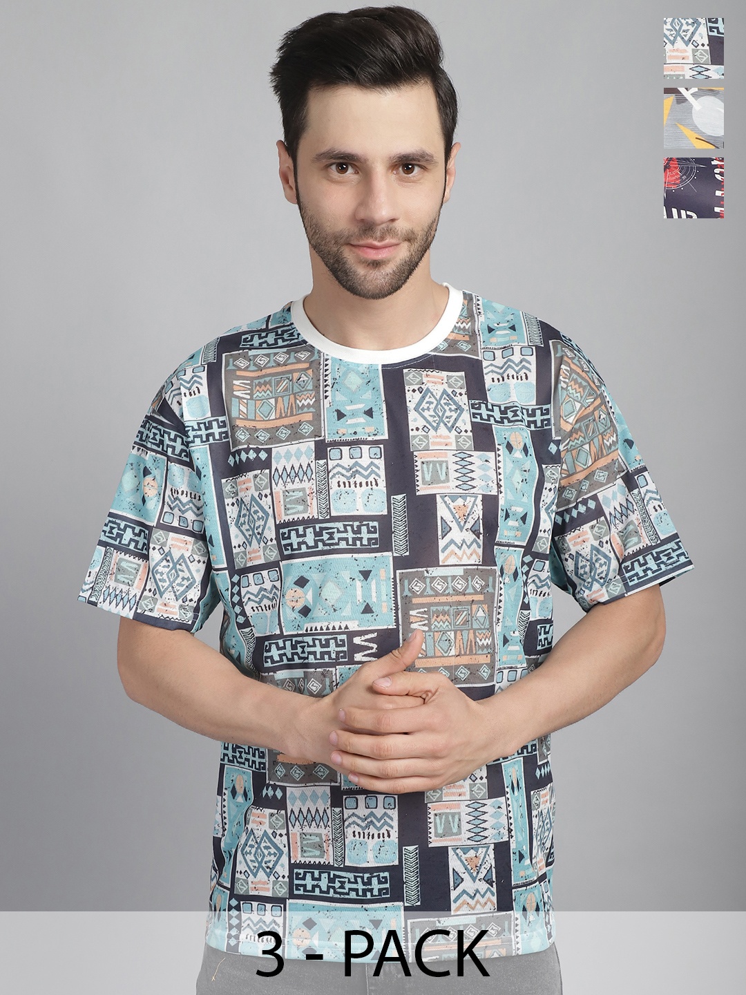 

MACK JONNEY Men 3 Printed Pockets T-shirt, Multi