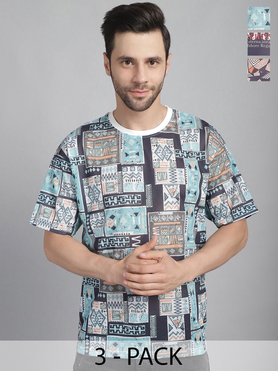 MACK JONNEY Men 3 Printed Pockets T-shirt, Multi