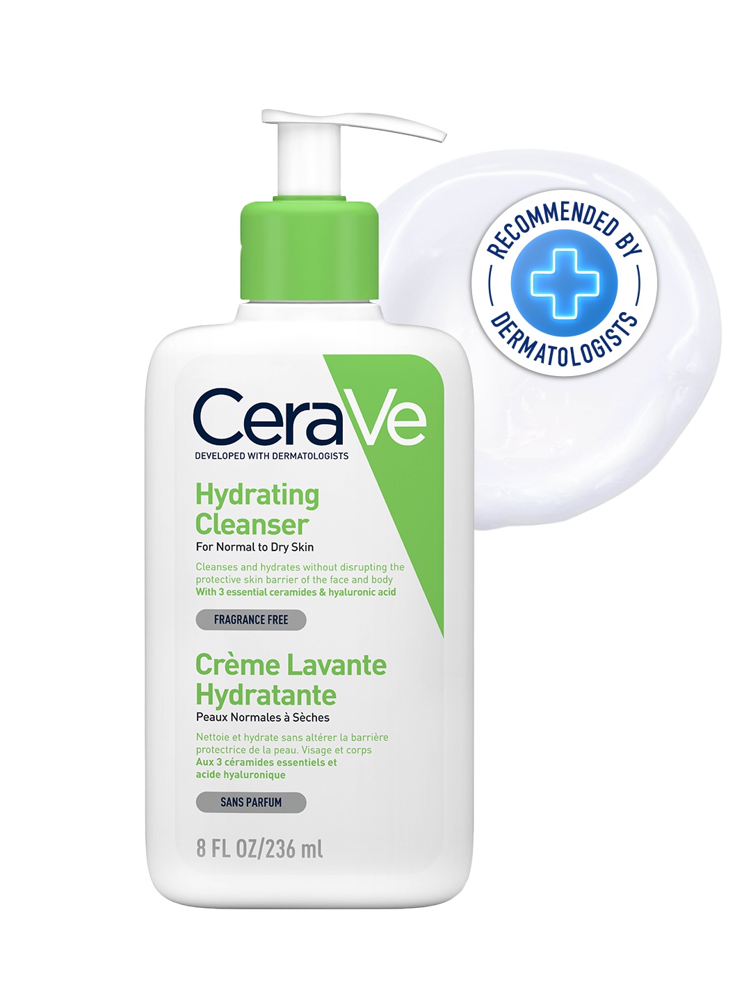 

CeraVe Hydrating Cleanser For Dry Skin with Ceramides & Hyaluronic Acid - 236ml, White