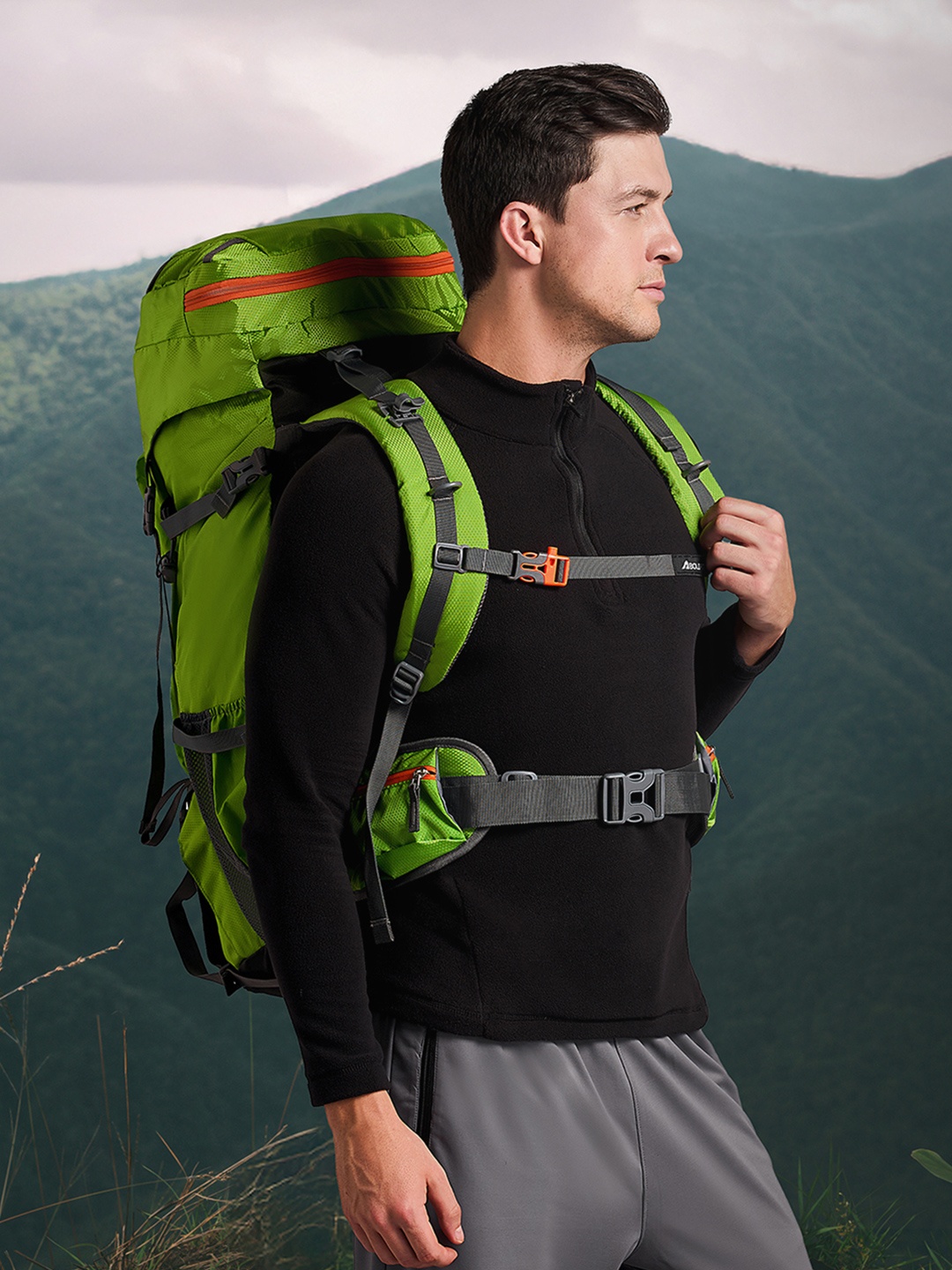 

BOLDFIT Solid Rucksack Bag 65L, Green