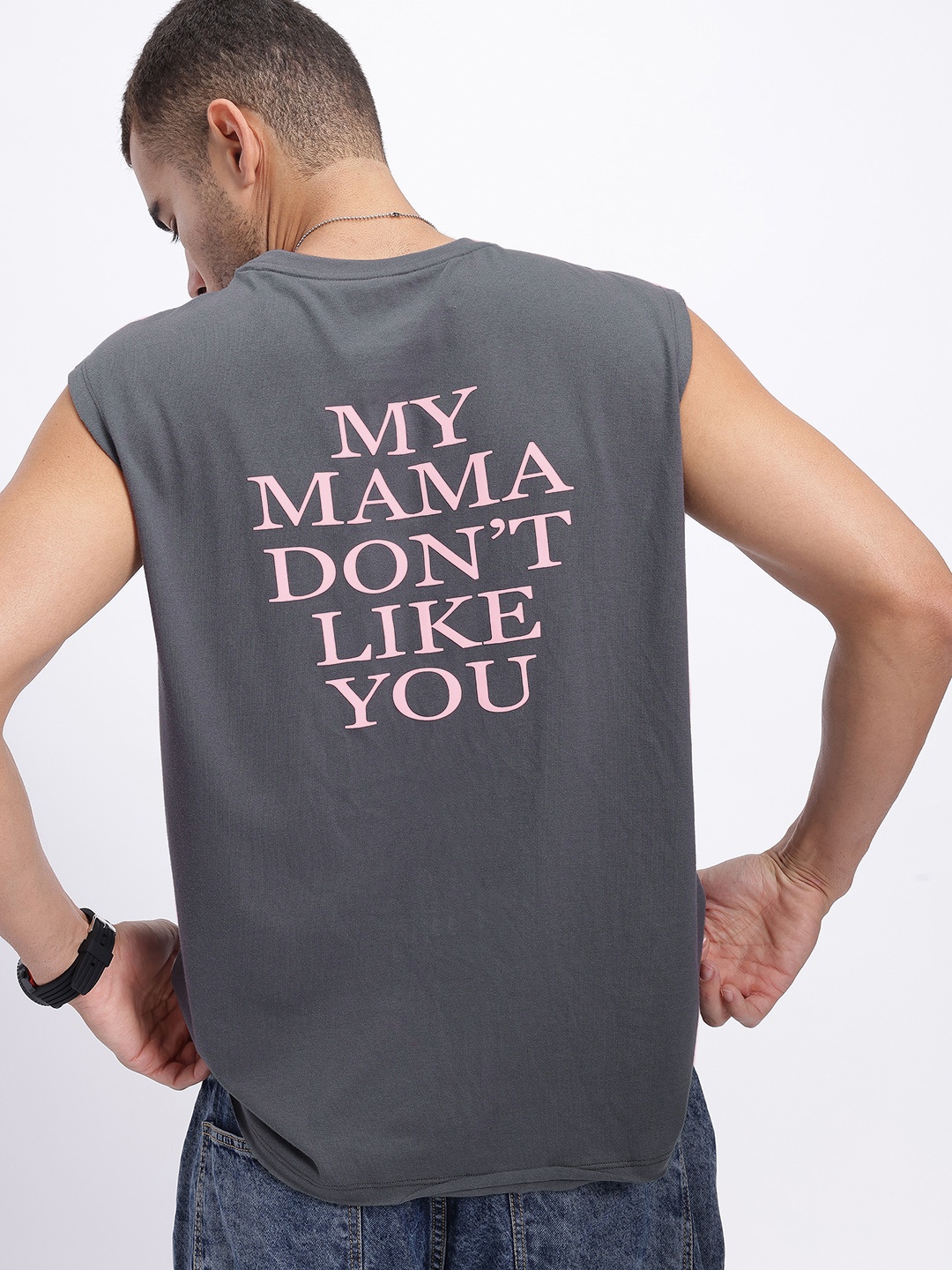 

glitchez Sweet Talk Printed Oversized T-shirt, Grey