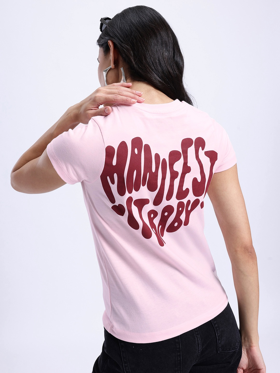 

glitchez Manifest Magic Printed T-shirt, Pink