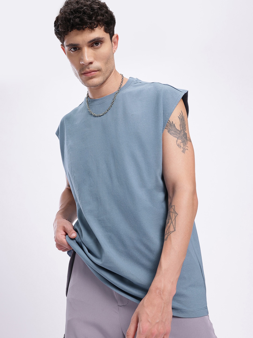 

glitchez Oversize Drip Extended Sleeve T-shirt, Blue