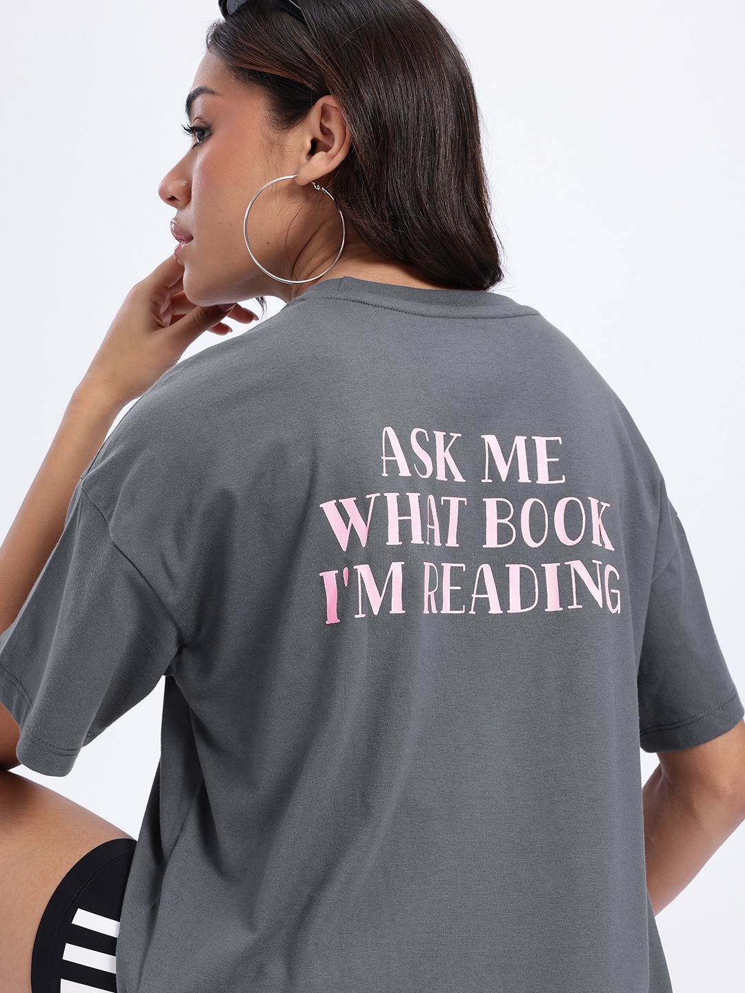 

glitchez Outspoken Originals Typography Print Oversized T-shirt, Charcoal