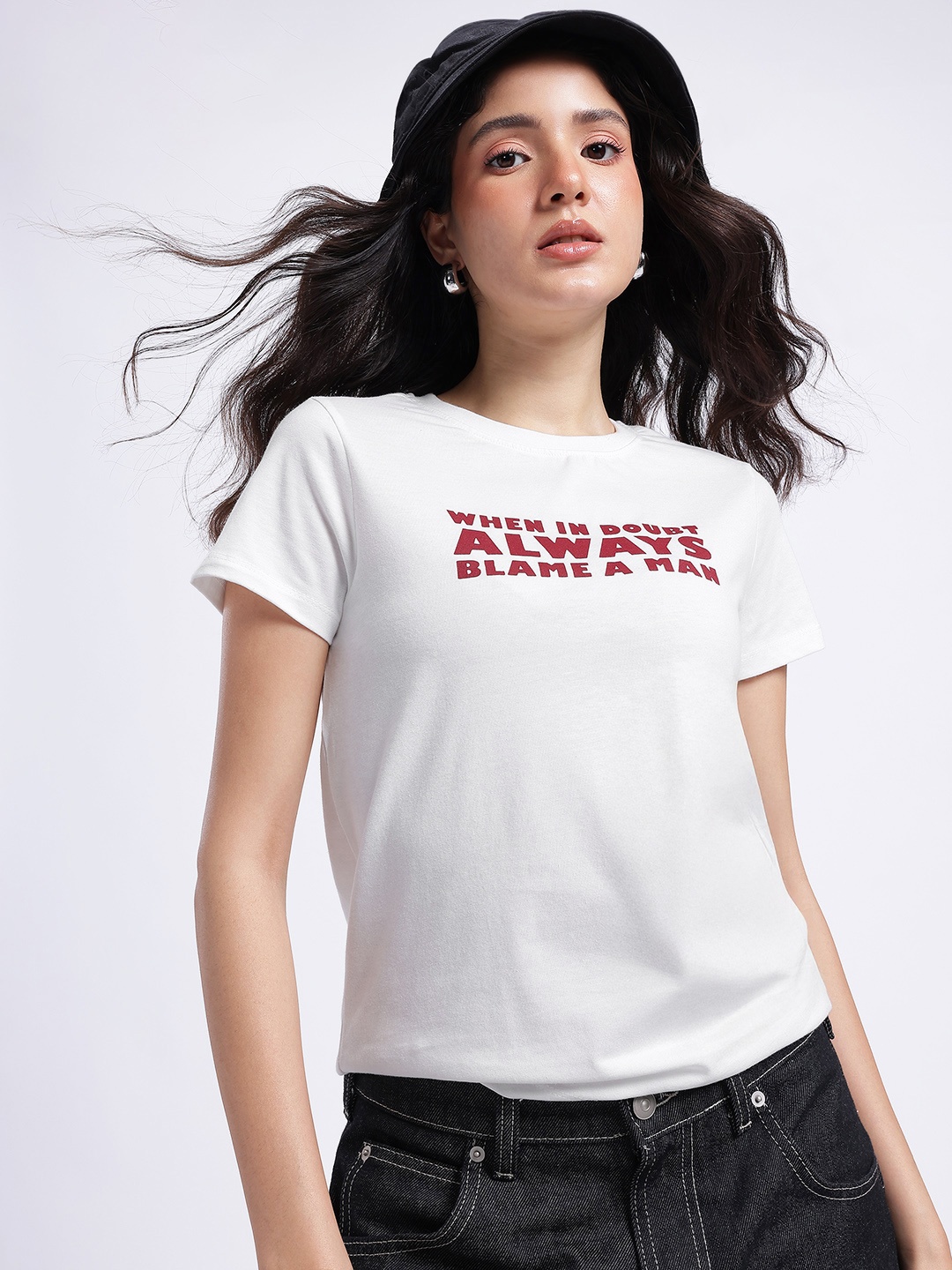 

glitchez Kool Letters Printed Relaxed Fit T-shirt, White