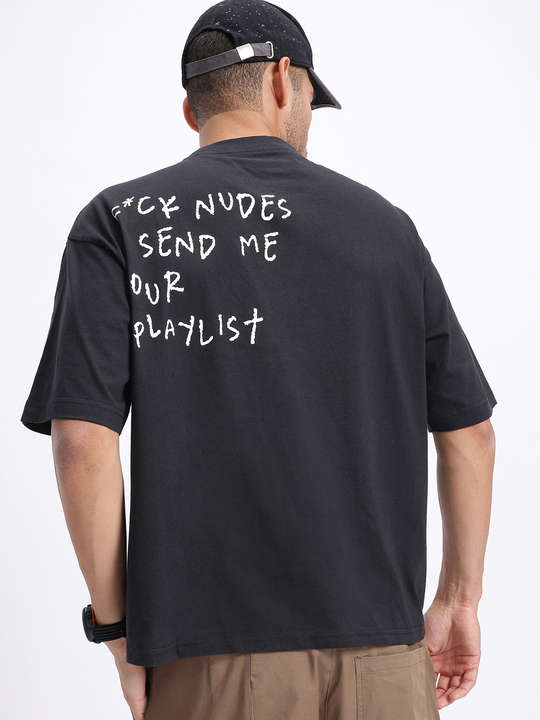 

glitchez Say It Loud Printed Oversized T-shirt, Black