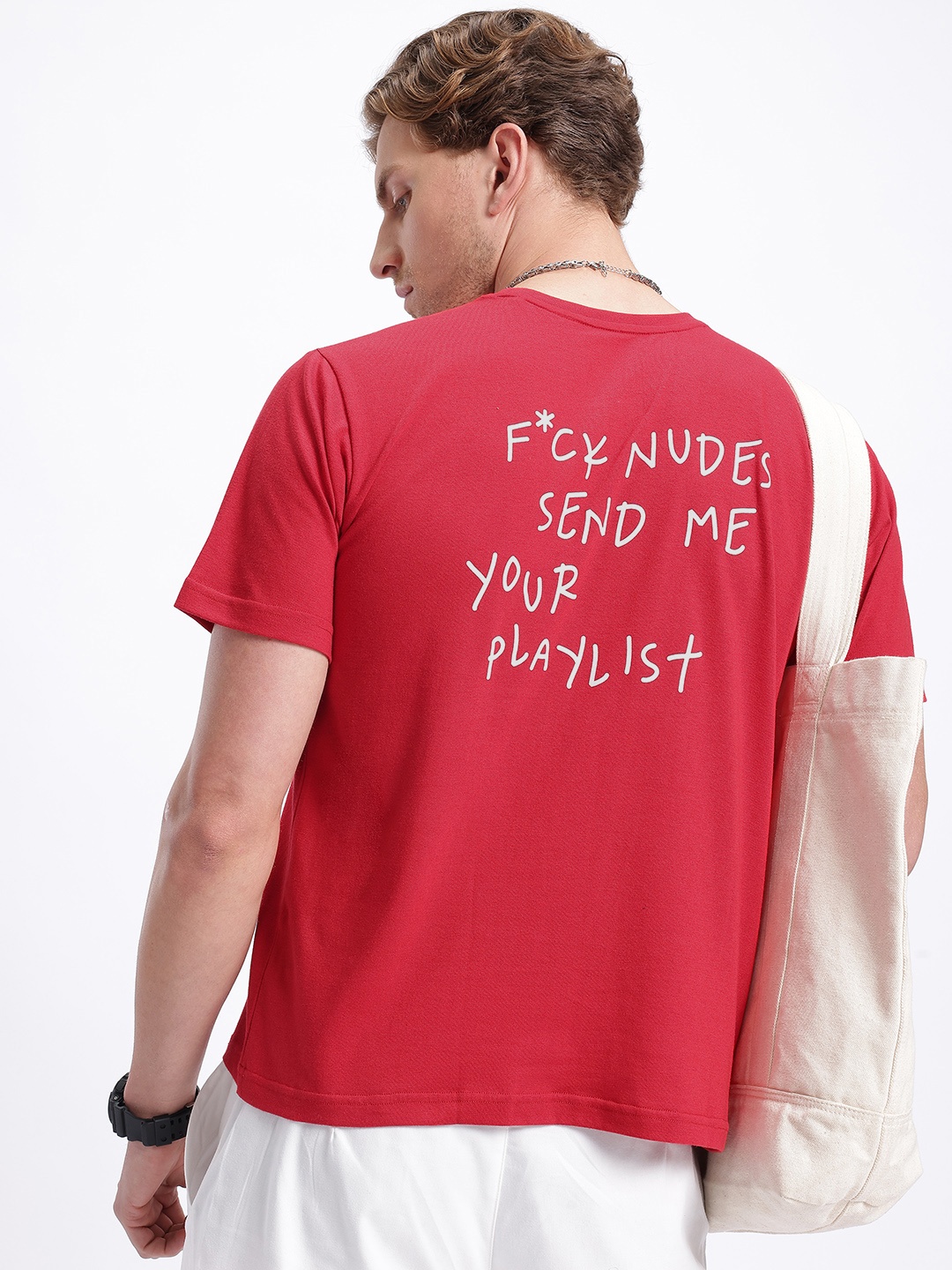 

glitchez Flirt Frenzy Printed Oversized T-shirt, Red