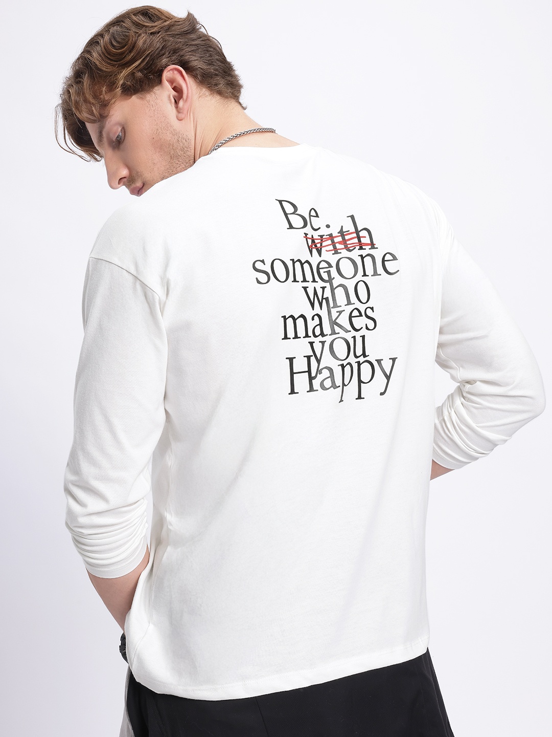 

glitchez Valentine's Vibes Printed Oversized T-shirt, White