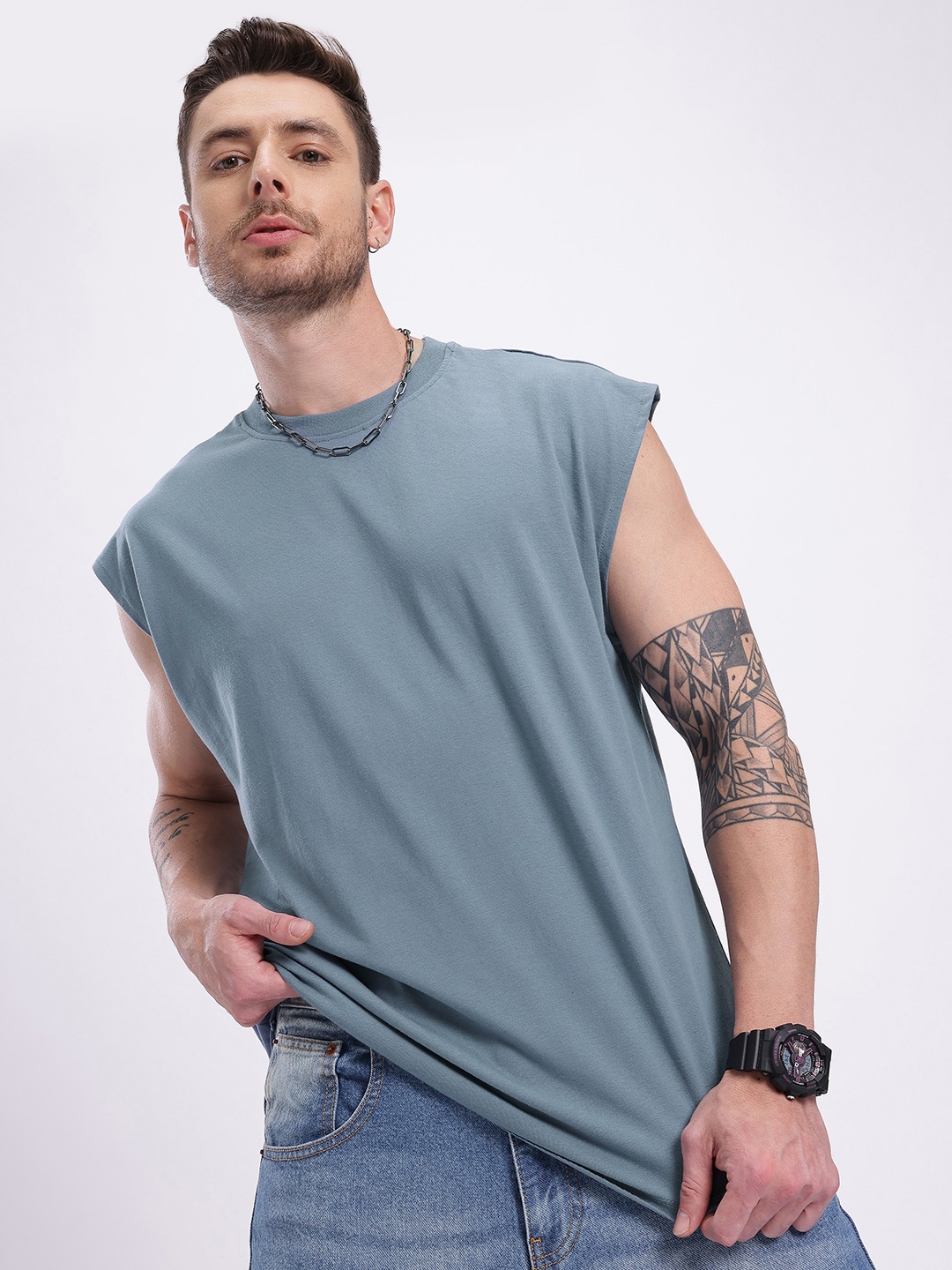 

glitchez Comfy Drip Oversize Extended Sleeve T-shirt, Blue