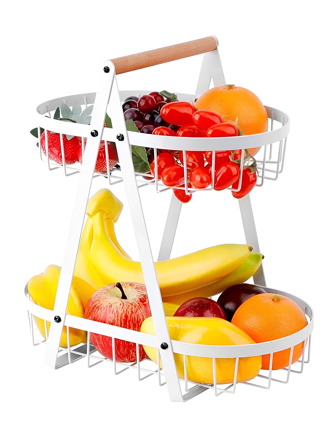 

DecorTwist White Metal 2-Tier Multifunctional Fruit Basket
