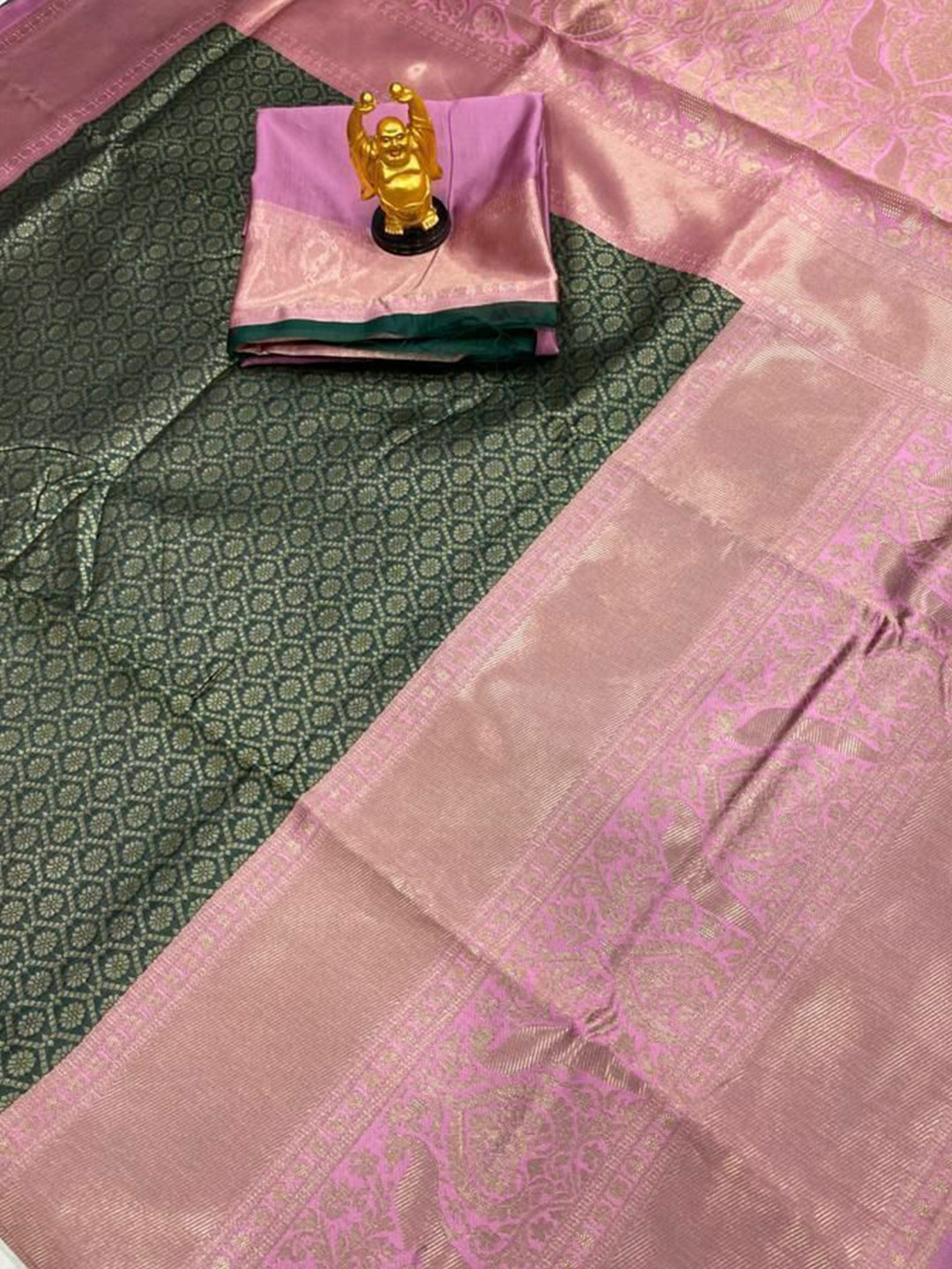

bansari textiles Woven Design Zari Banarasi Saree, Green