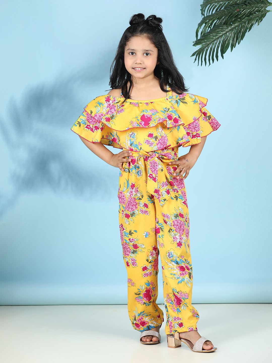 

Cutiekins Girls Printed Basic Jumpsuit, Yellow