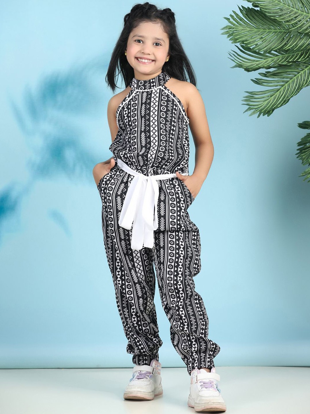 

Cutiekins Girls Printed Basic Jumpsuit, Black
