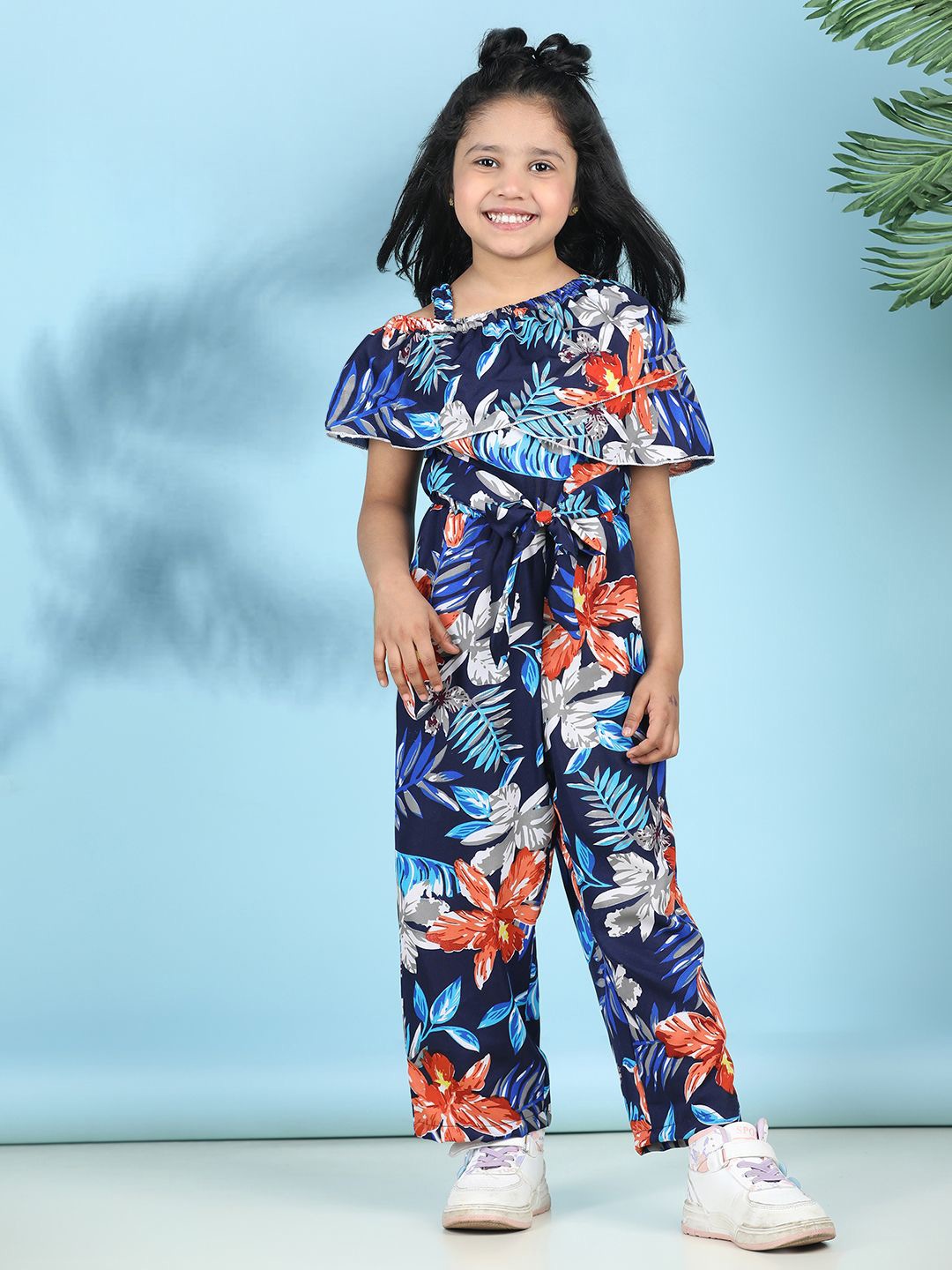 

Cutiekins Girls Printed Basic Jumpsuit, Navy blue