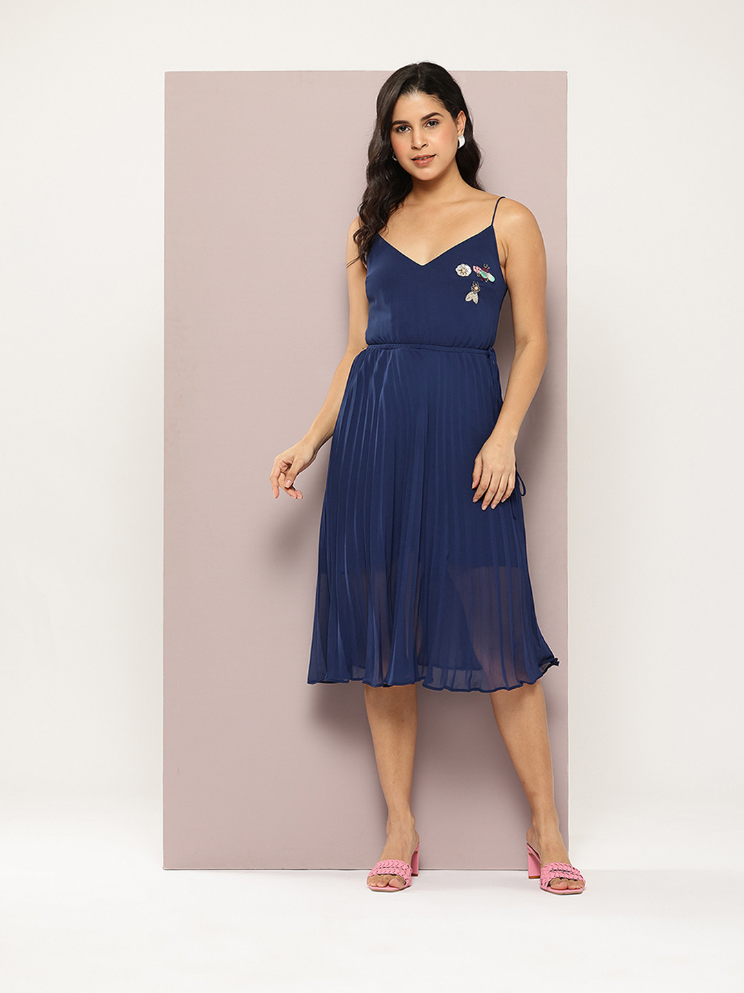 

aaliya Georgette A-Line Dress, Navy blue