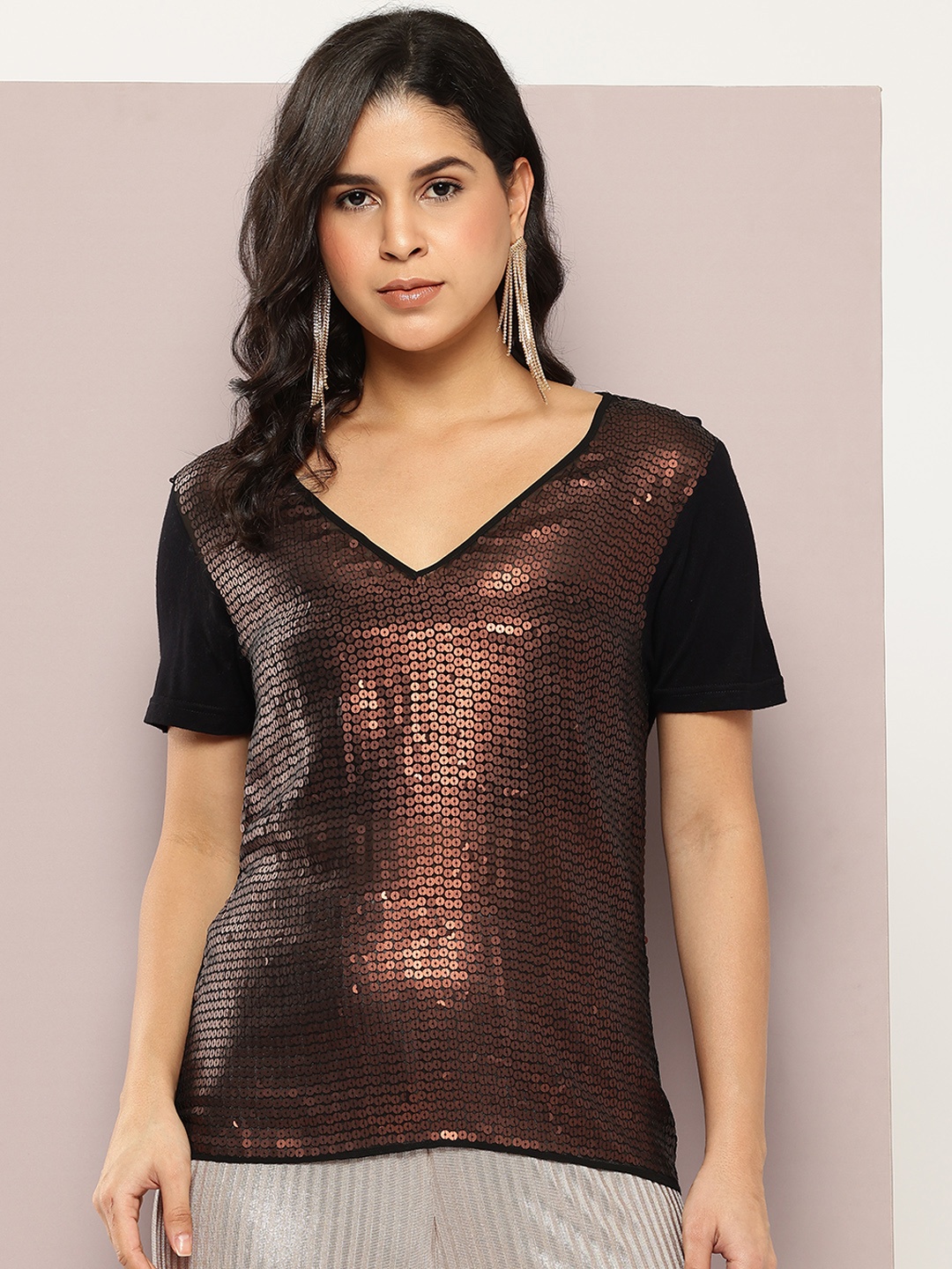 

aaliya Embellished Cotton Top, Black